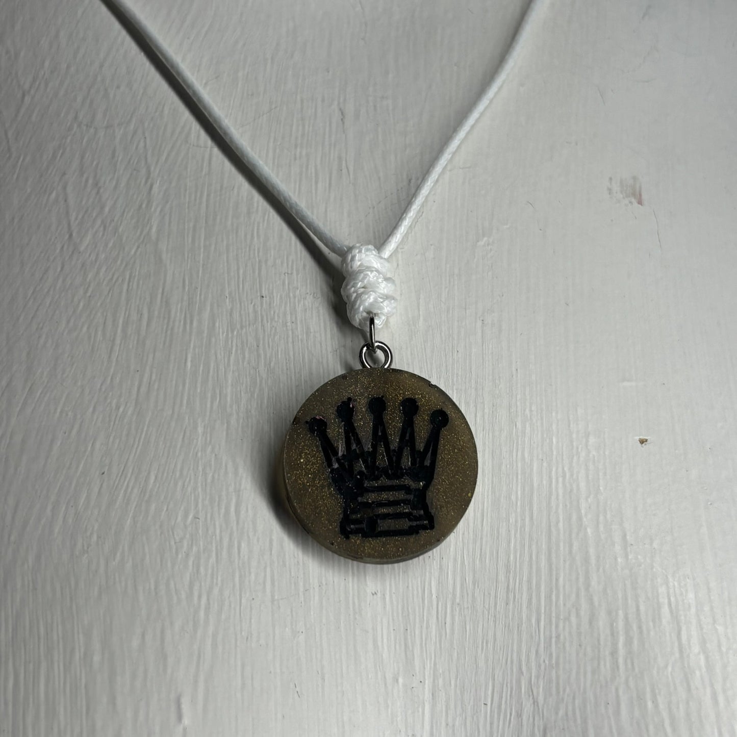 Dark Green Queen - Handmade Resin Chess Necklace