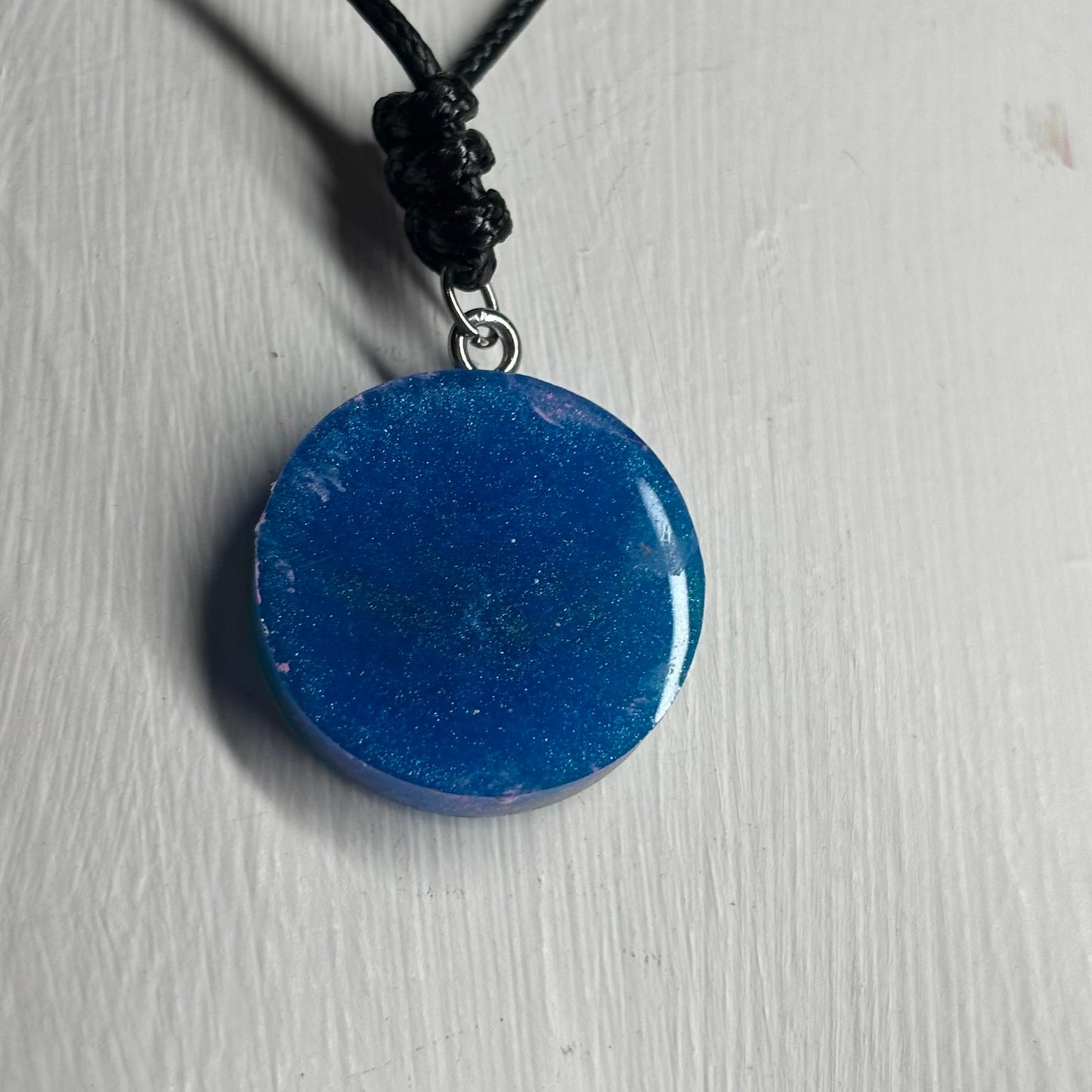 Blue & Pink Bishop - Handmade Resin Chess Necklace