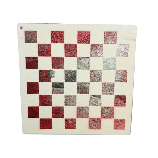 White & Red Chrome - Painted Thin Wooden Chess Board