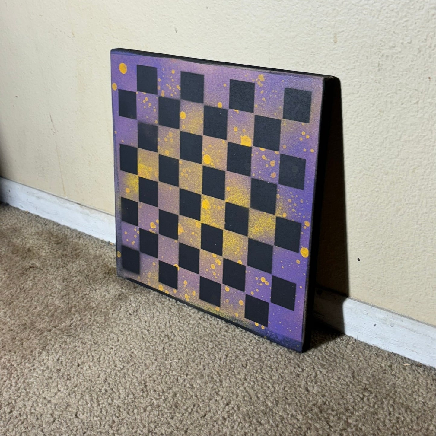 Purple Yellow Splash - Painted Chess Board