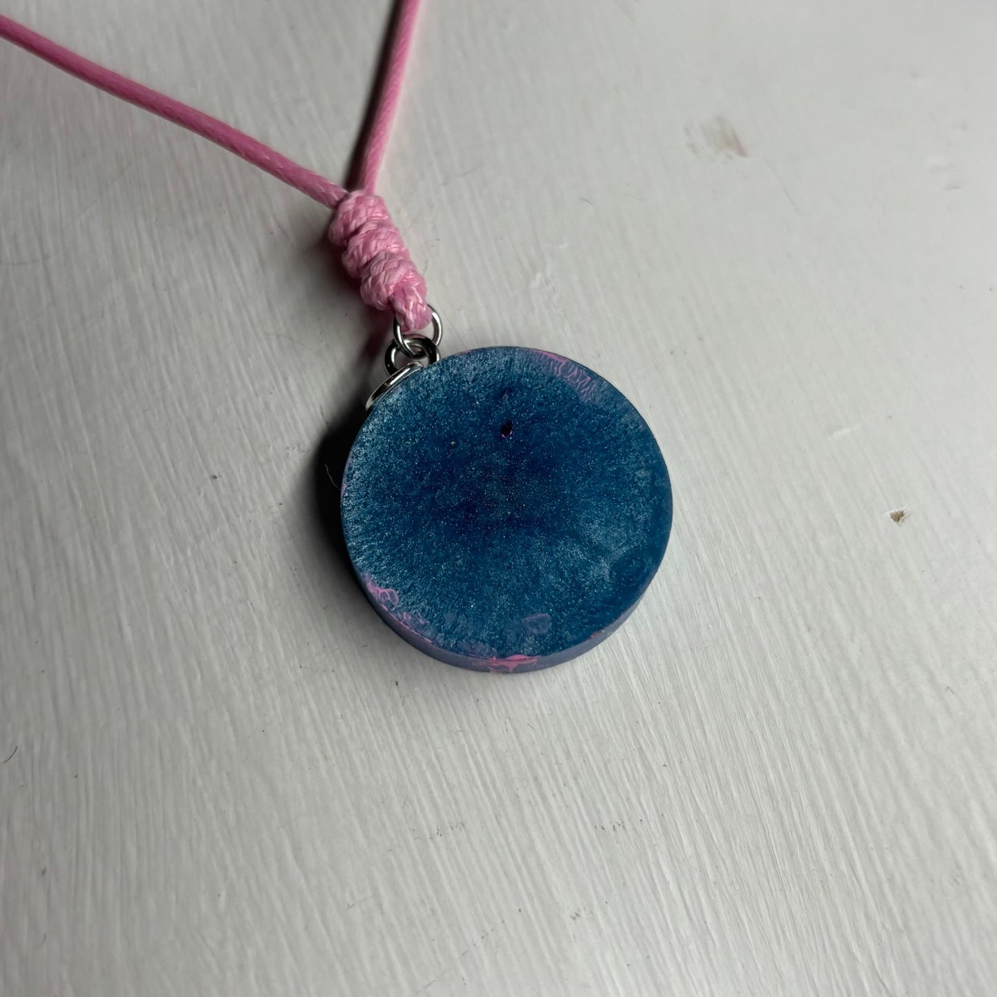 Pretty Blue Pink Queen - Handmade Resin Chess Necklace