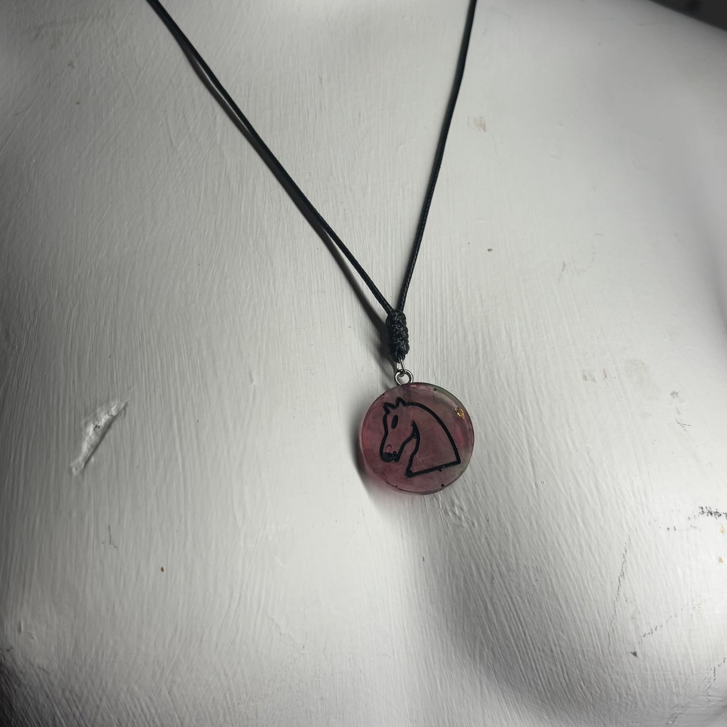 Burgundy Red Knight - Handmade Resin Chess Necklace