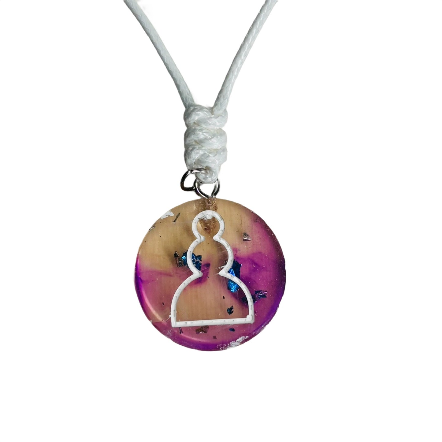 Cosmic Purple Pawn - Handmade Resin Chess Necklace