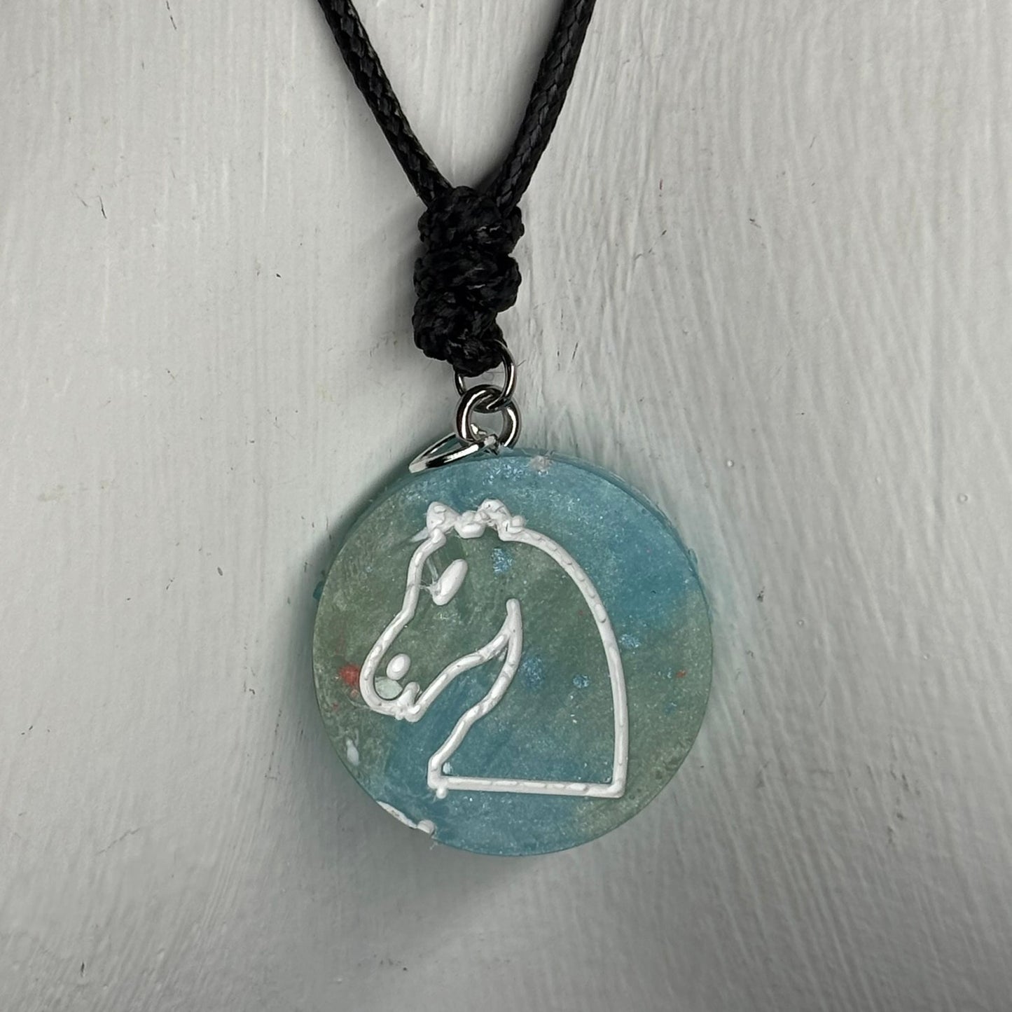 Bright Blue - Handmade Resin Chess Necklace