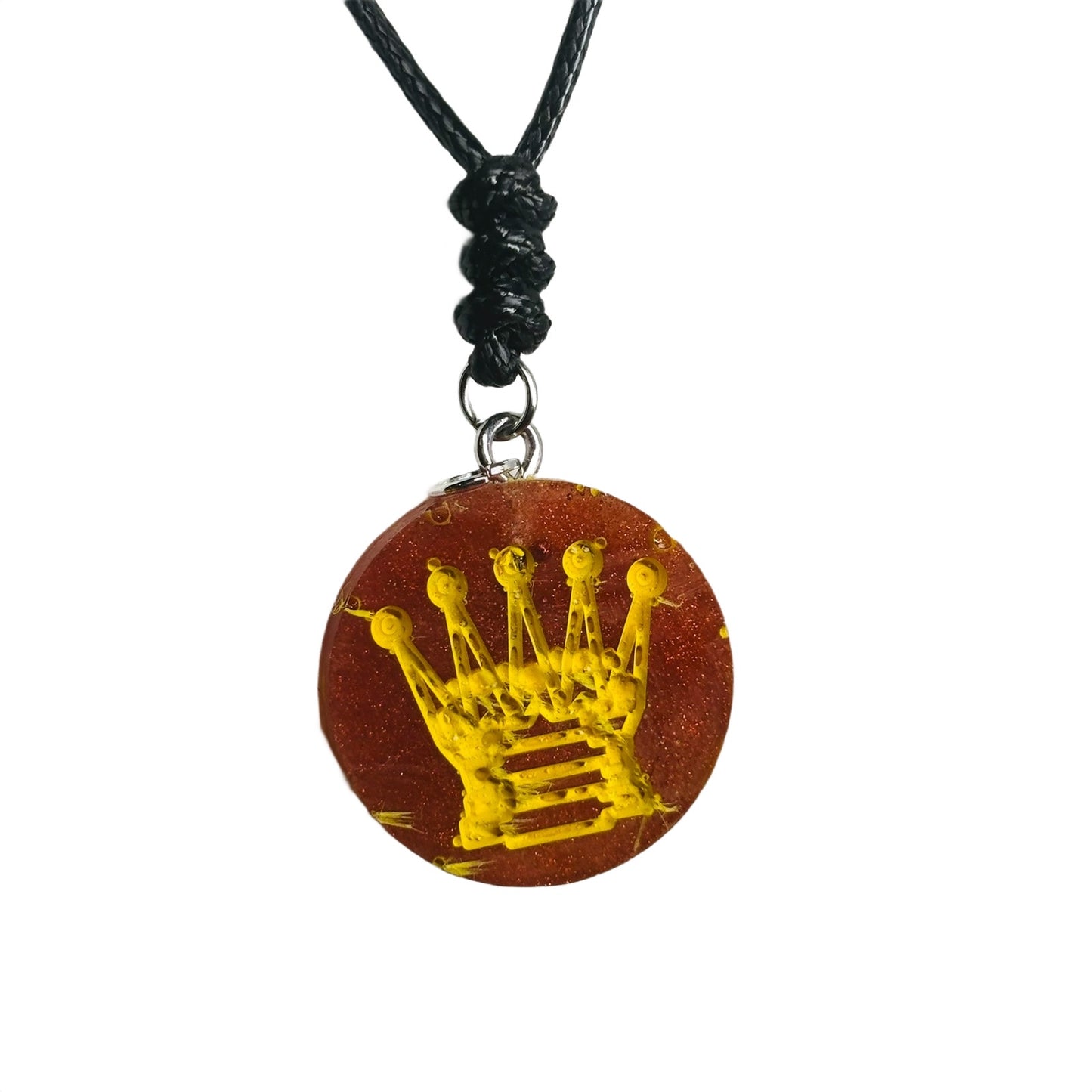 Red & Yellow Queen - Handmade Resin Chess Necklace