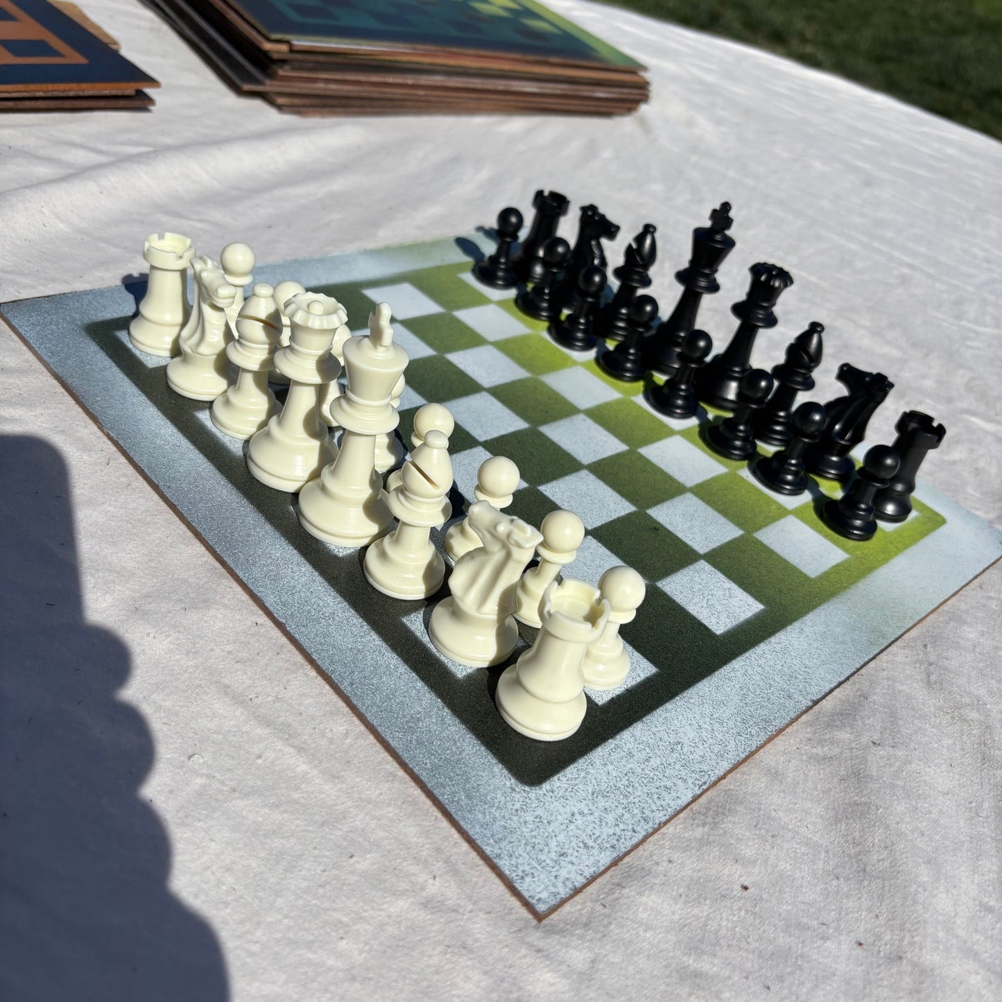 Lime Green Fade - Painted Chess Set