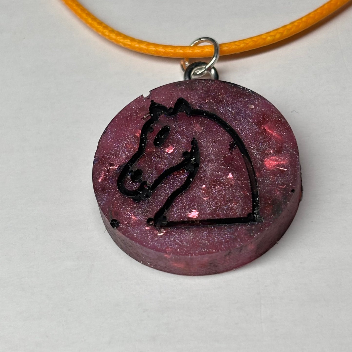 Purple/Pink Knight - Handmade Resin Chess Necklace