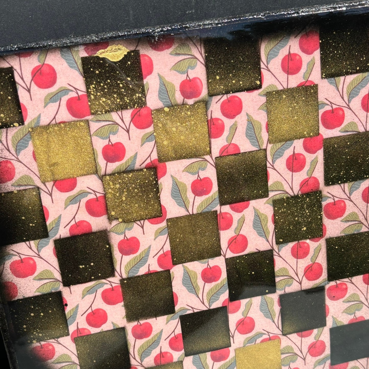 Golden Cherries - Resin Coated Chess Board