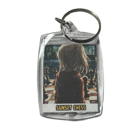 Anime Girl Plays - Chess  Photo Keychain