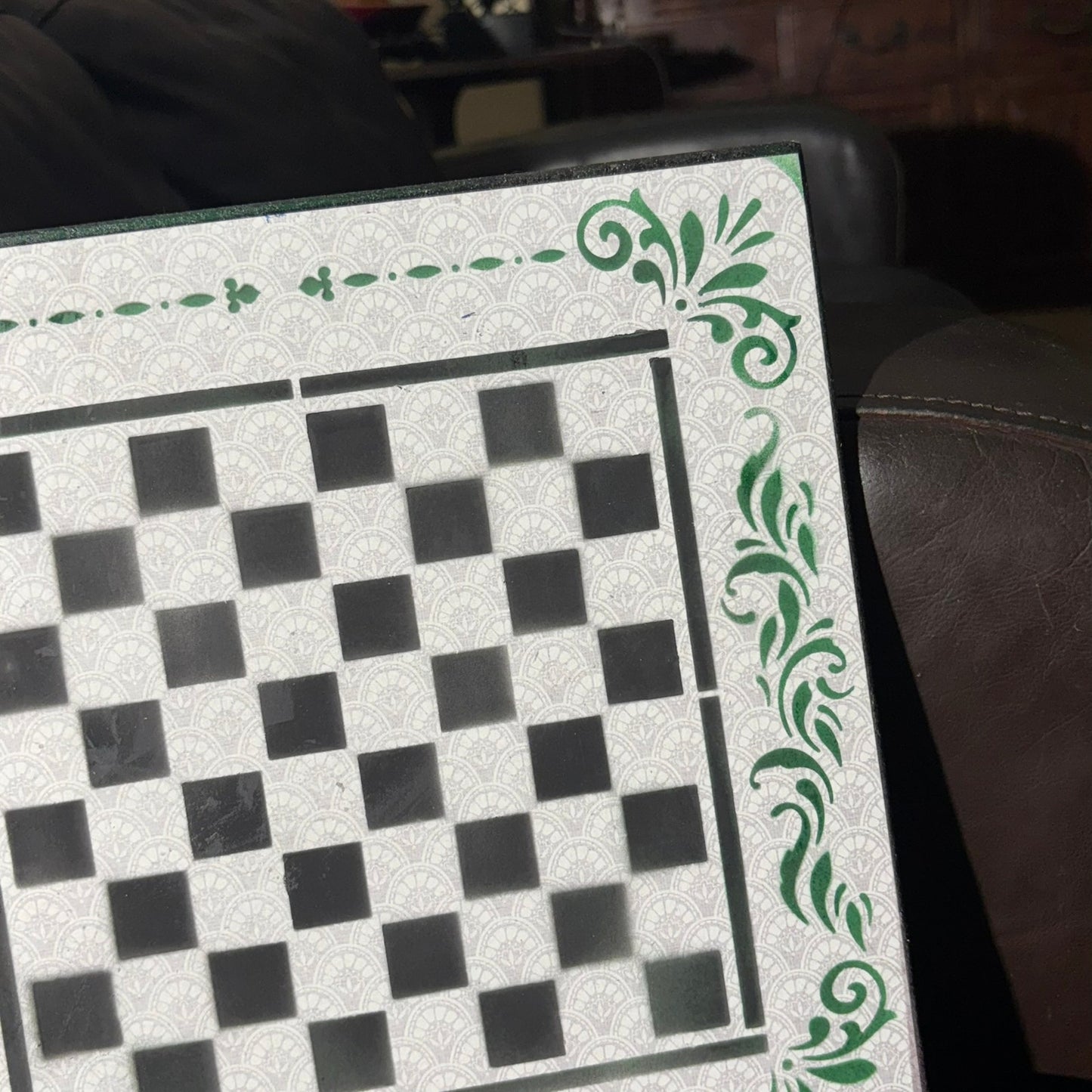 Gray White & Green - Scrapbook Chess Board