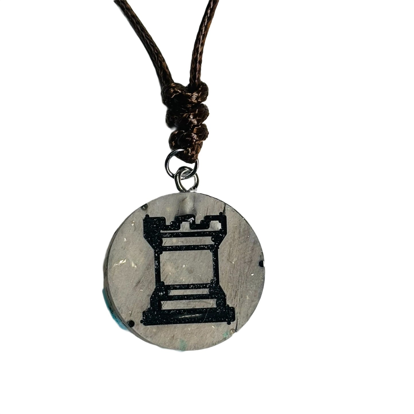 Silver Rook - Handmade Resin Chess Necklace