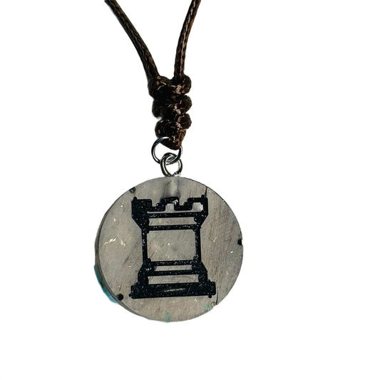 Silver Rook - Handmade Resin Chess Necklace