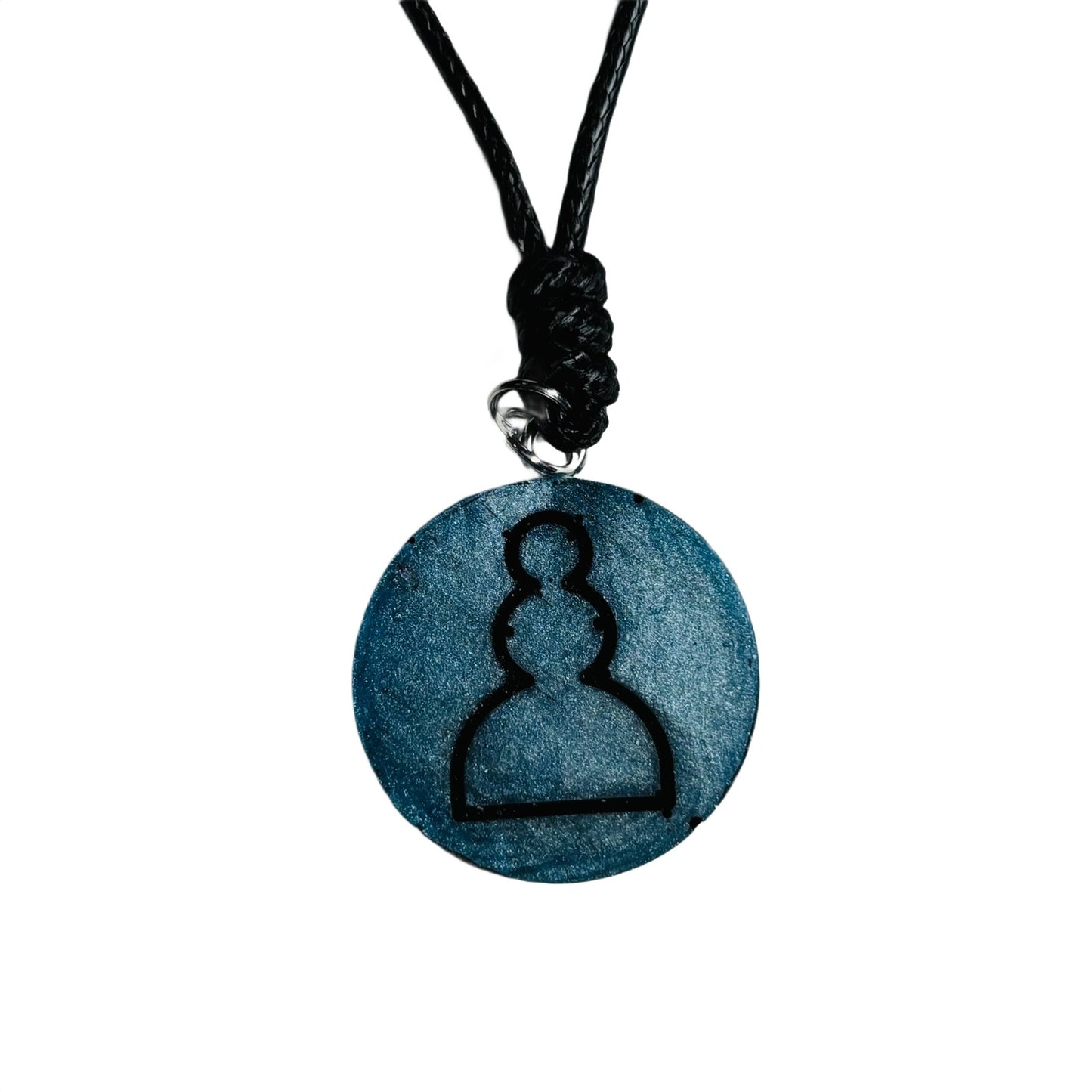 Blue Pawn - Handmade Resin Chess Necklace
