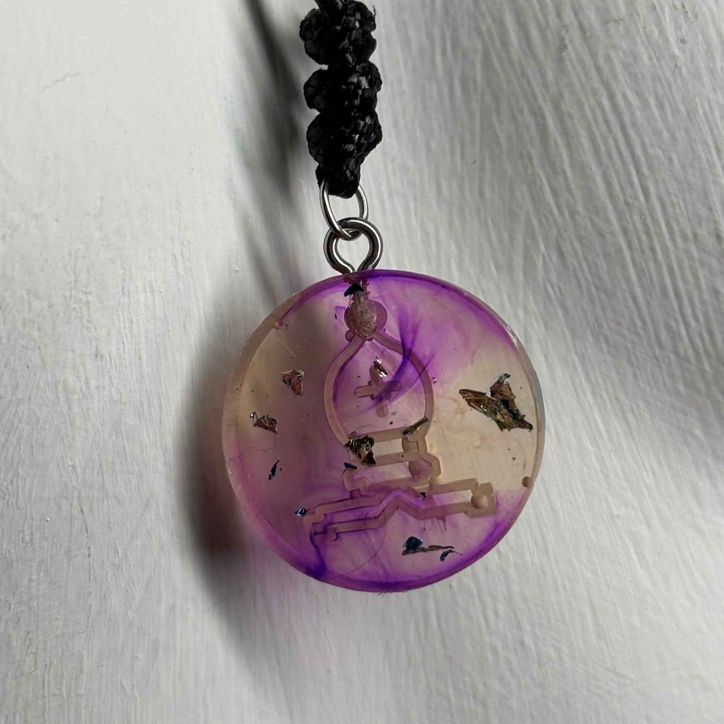 Cosmic Purple Bishop - Handmade Resin Chess Necklace