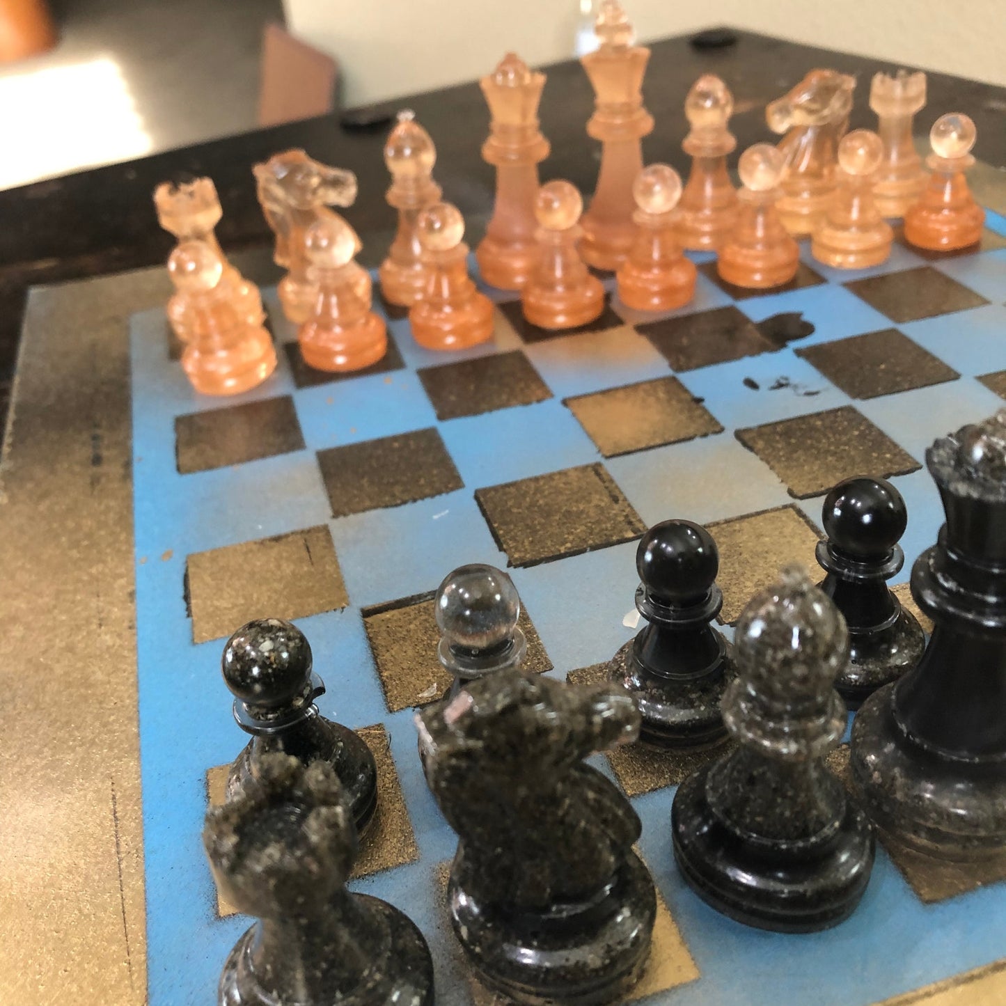Golden Blue - Painted Chess Set