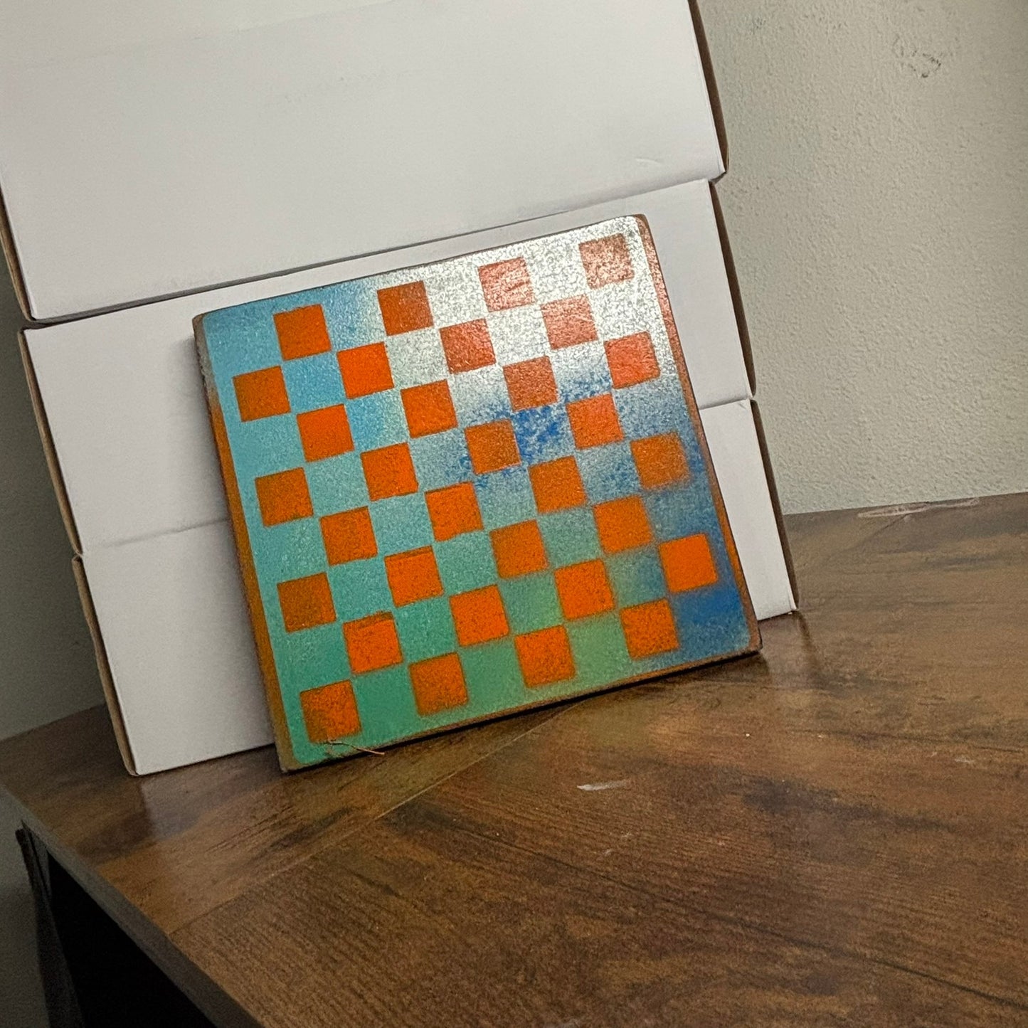 Orange Green Hue - Painted Double Sided Chess Board