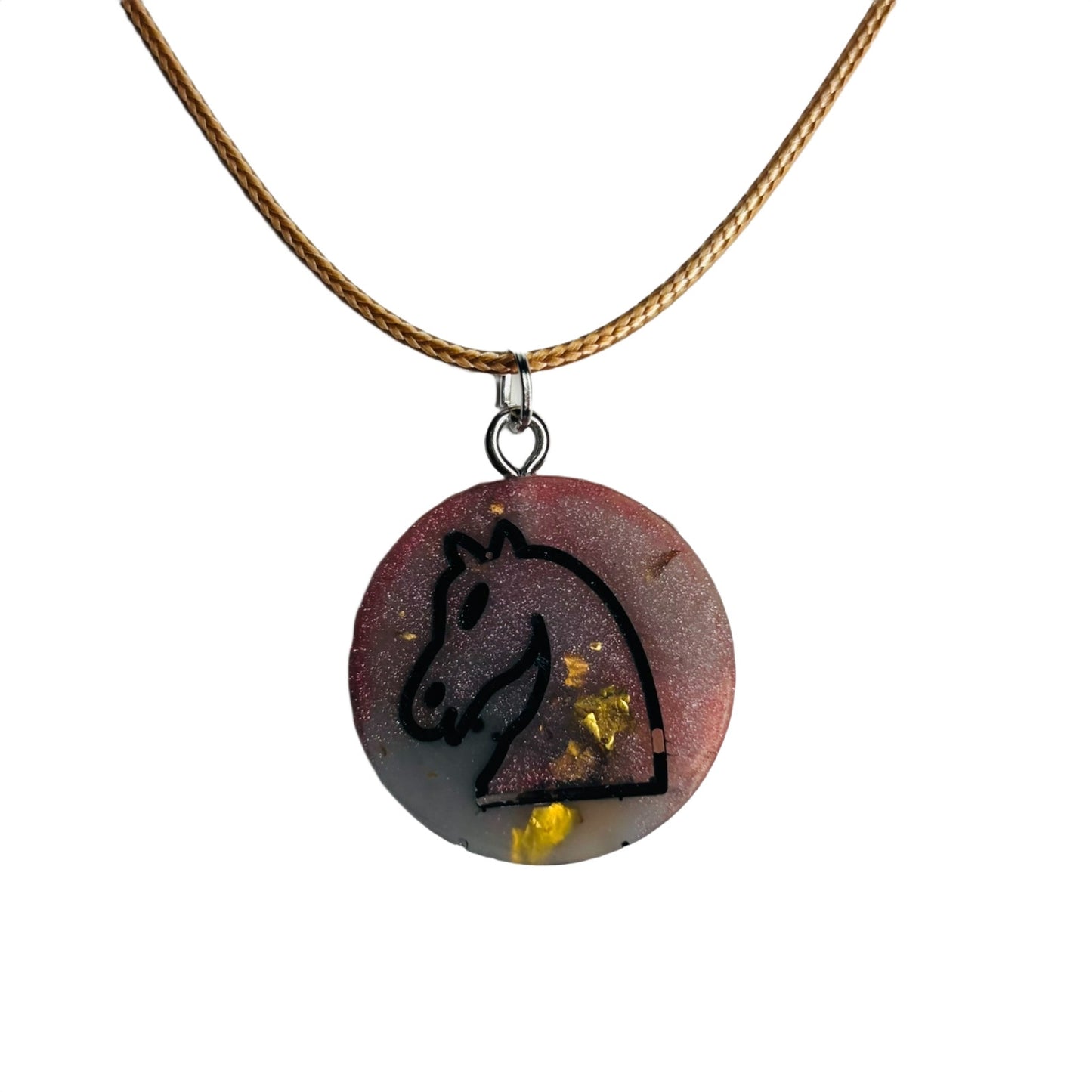 Colored Crystal Knight - Handmade Resin Chess Necklace