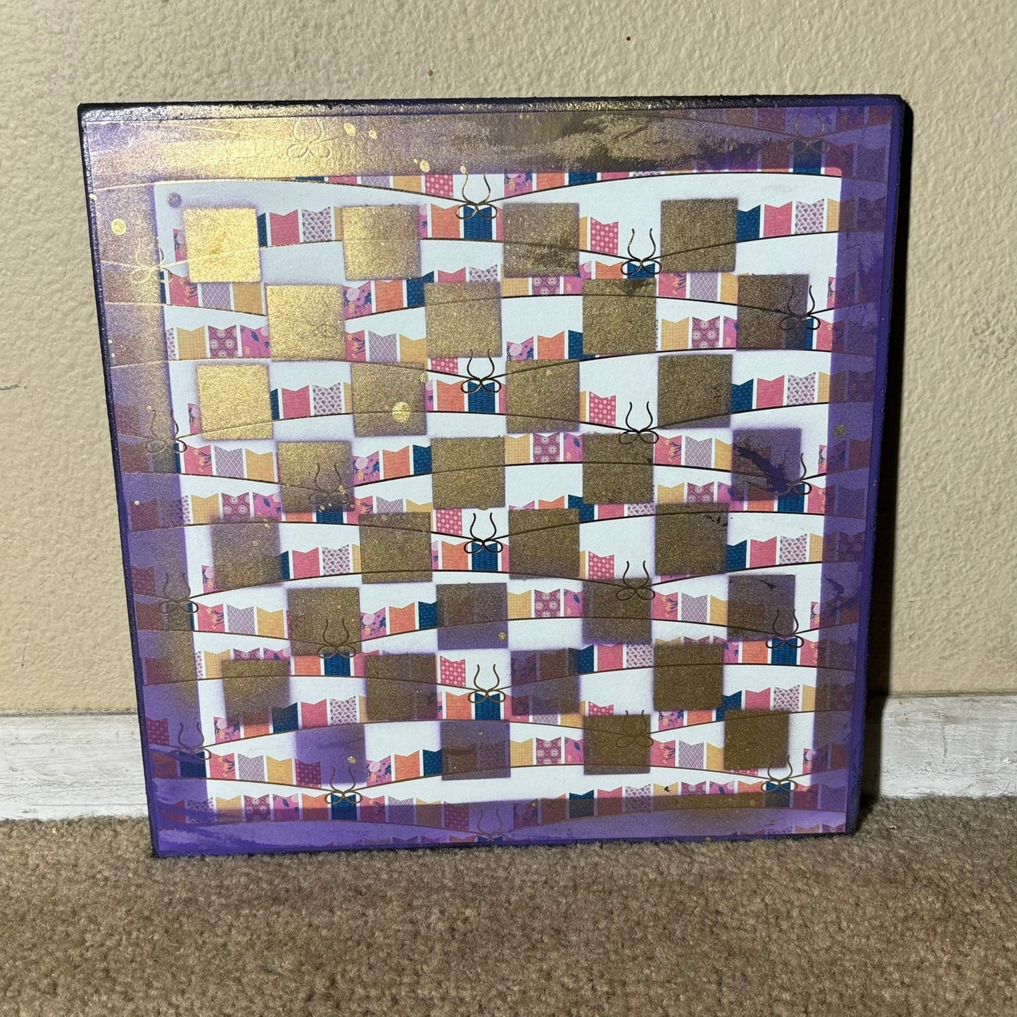 Golden Purple Stripes - Scrapbook Chess Board