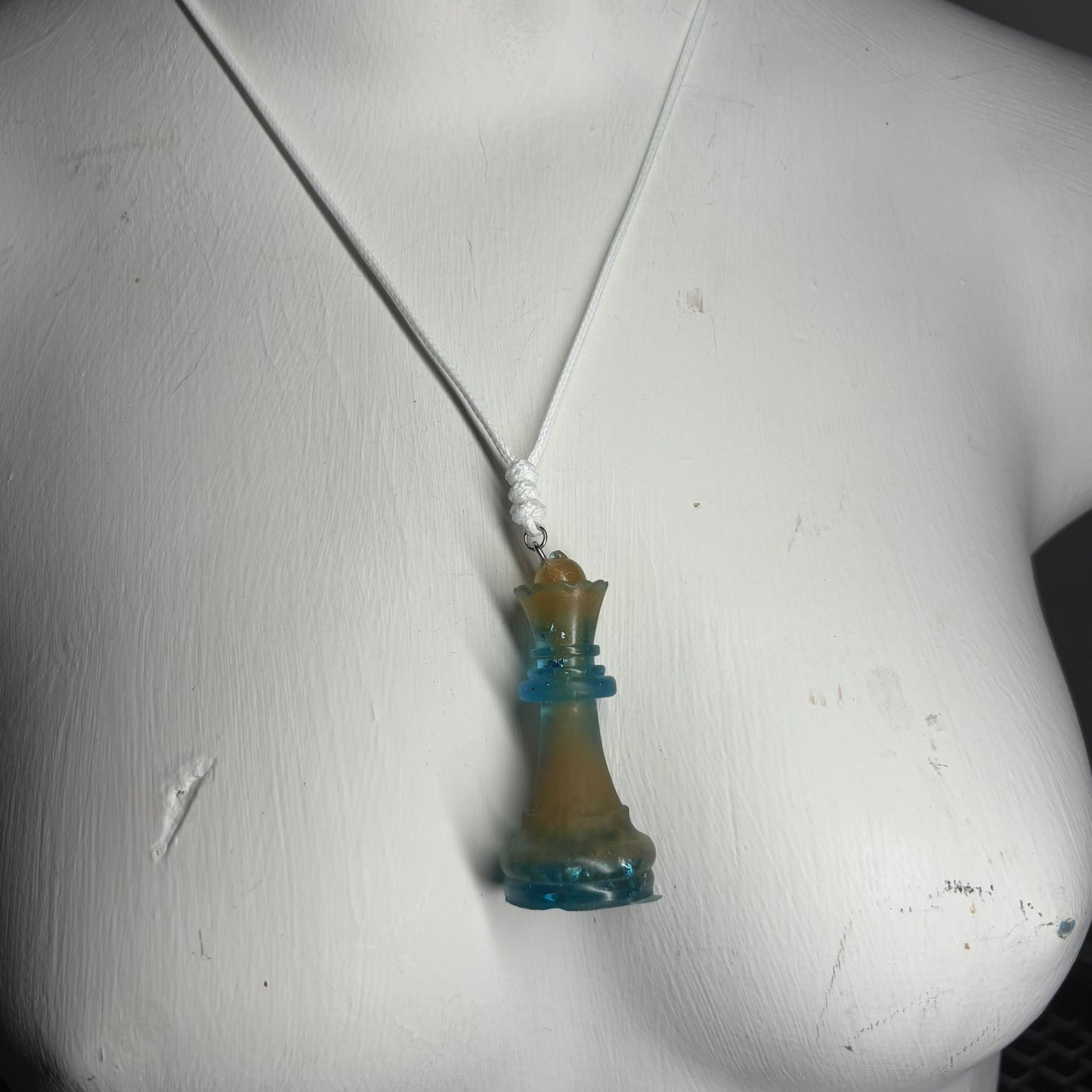 Sand Blue Queen - Handmade Resin Chess Necklace