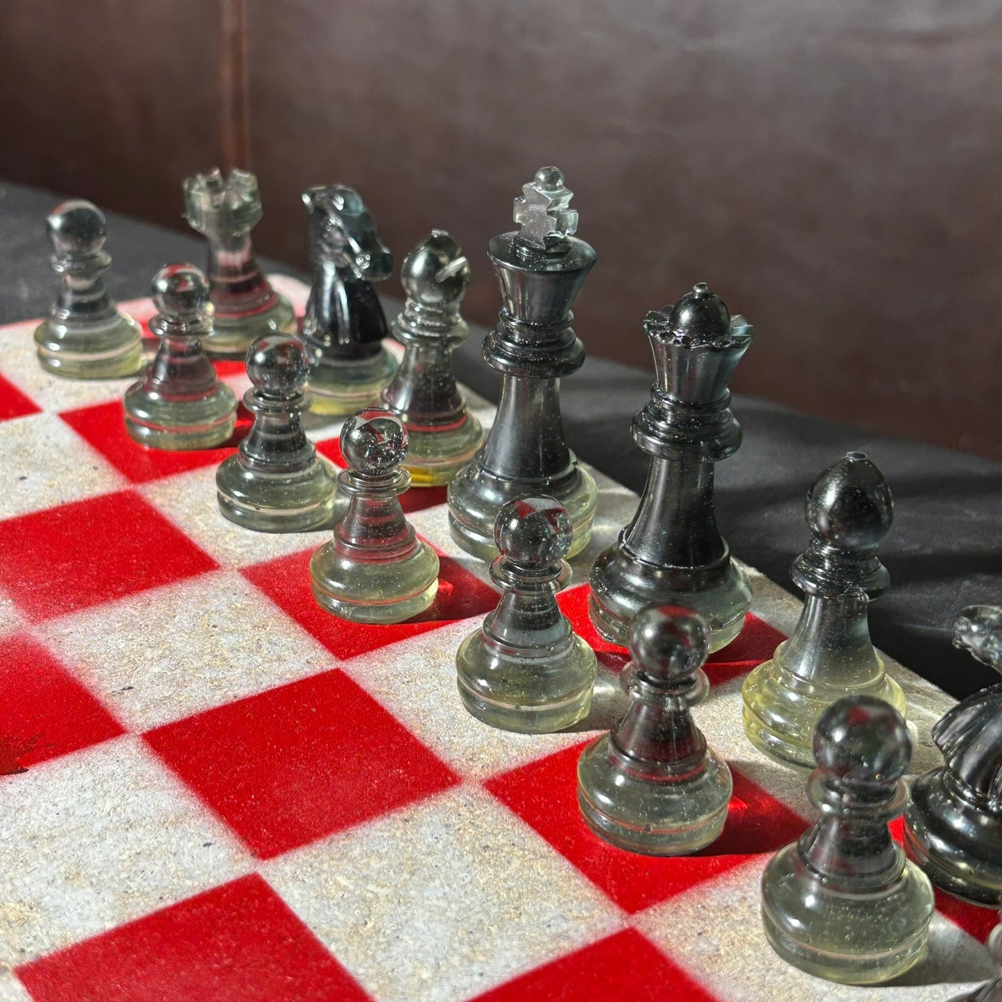 Red & White - Painted Chess Set