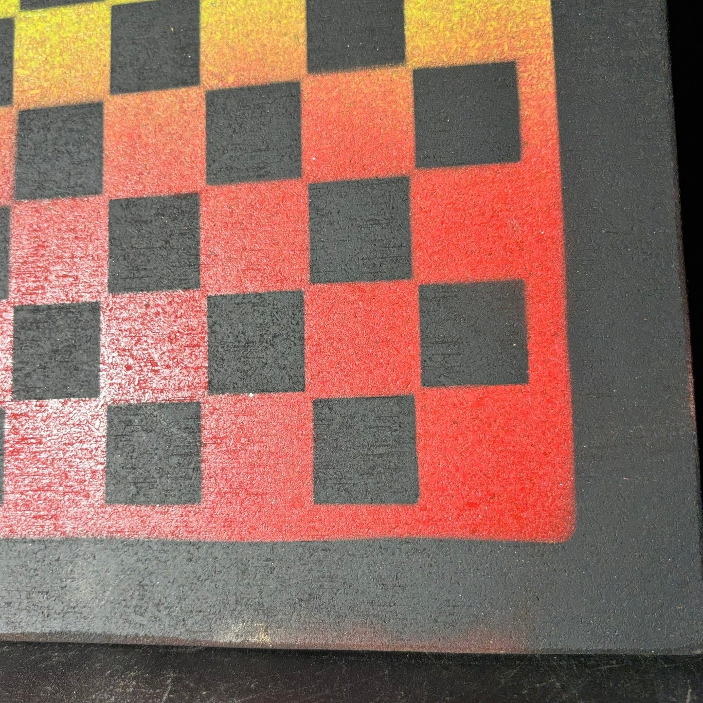 Red/Green & Black - Painted Chess Board