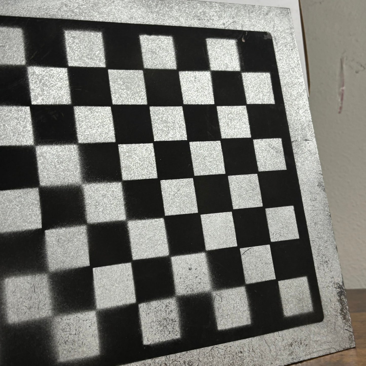 Black & Silver - Painted Chess Board