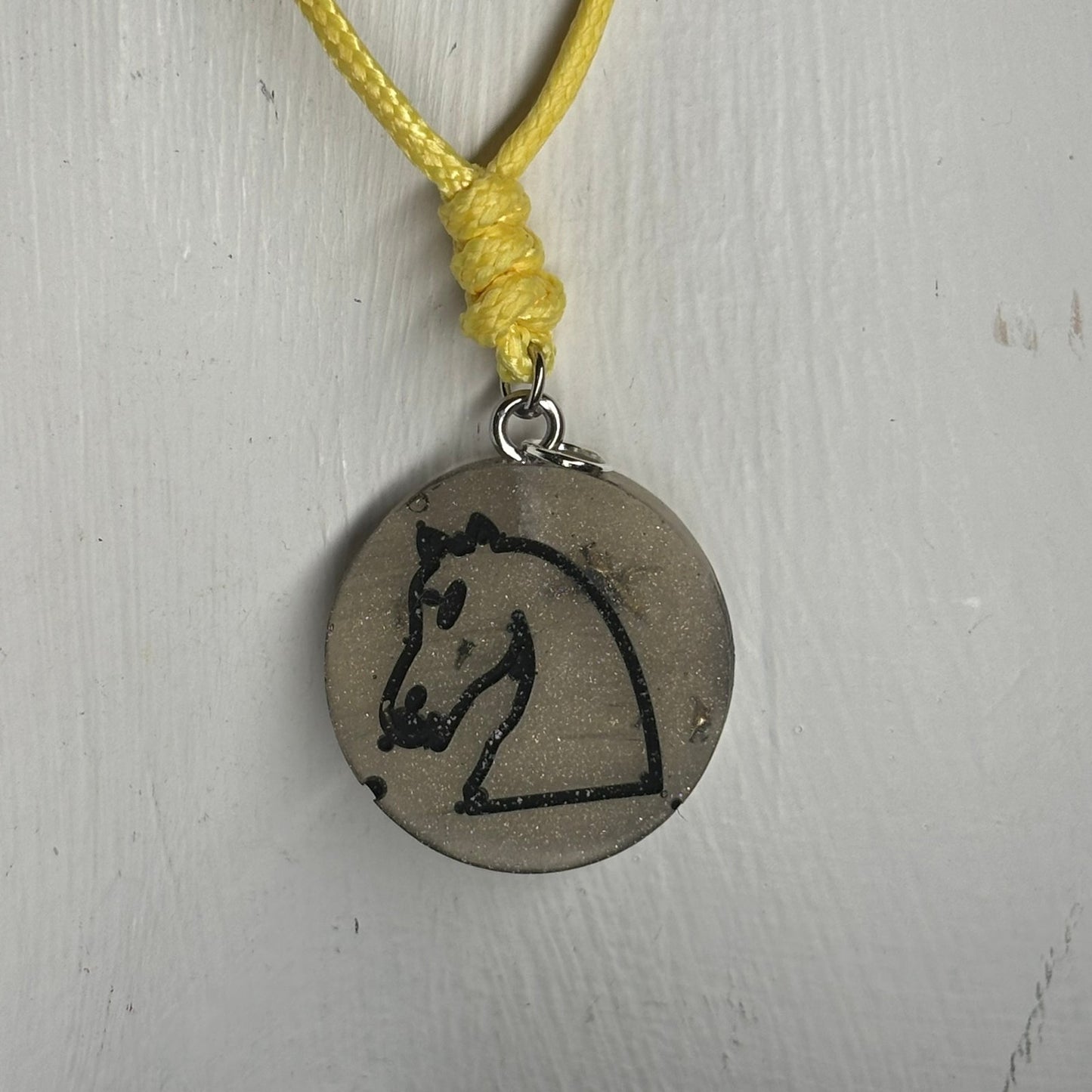 Silver Knight - Handmade Resin Chess Necklace