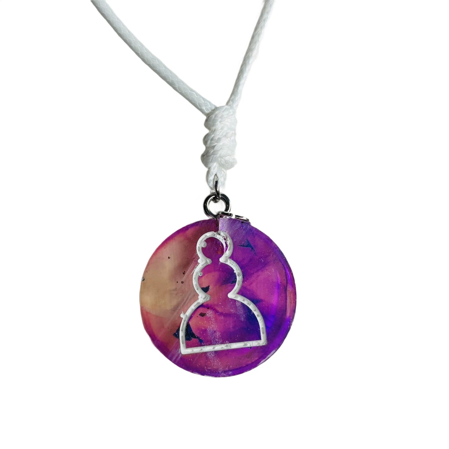 Cosmic Purple Pawn - Handmade Resin Chess Necklace