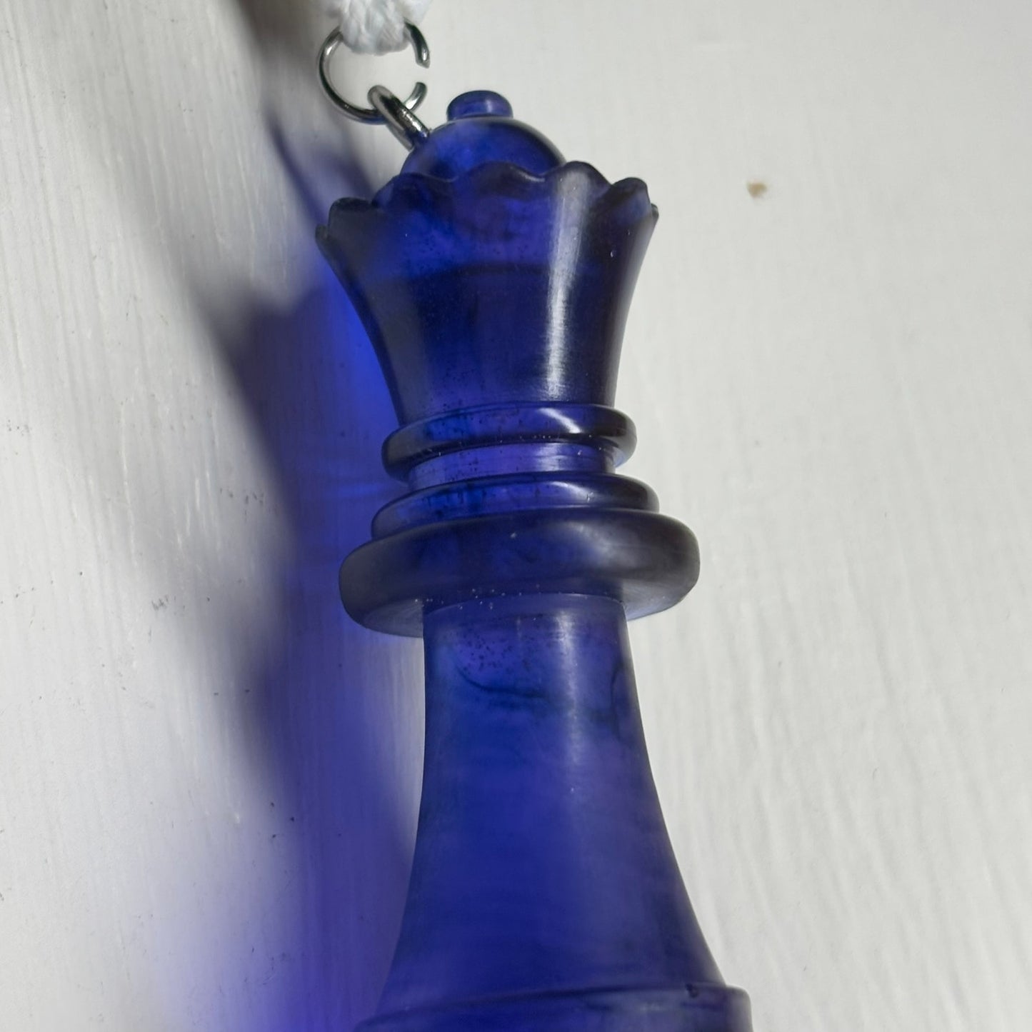 Deep Blue Queen - Handmade Resin Chess Necklace