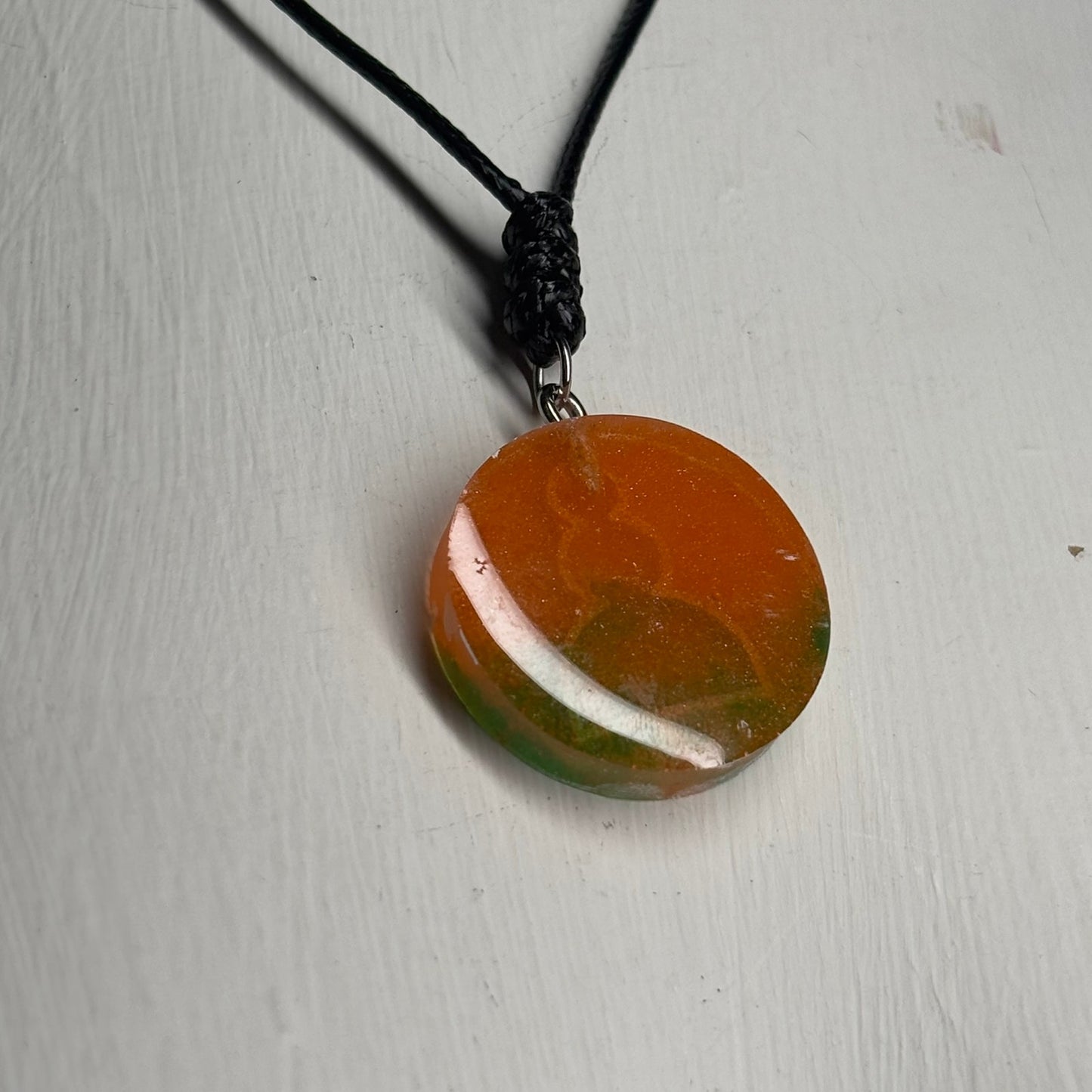 Orange/Green Pawn - Handmade Resin Chess Necklace