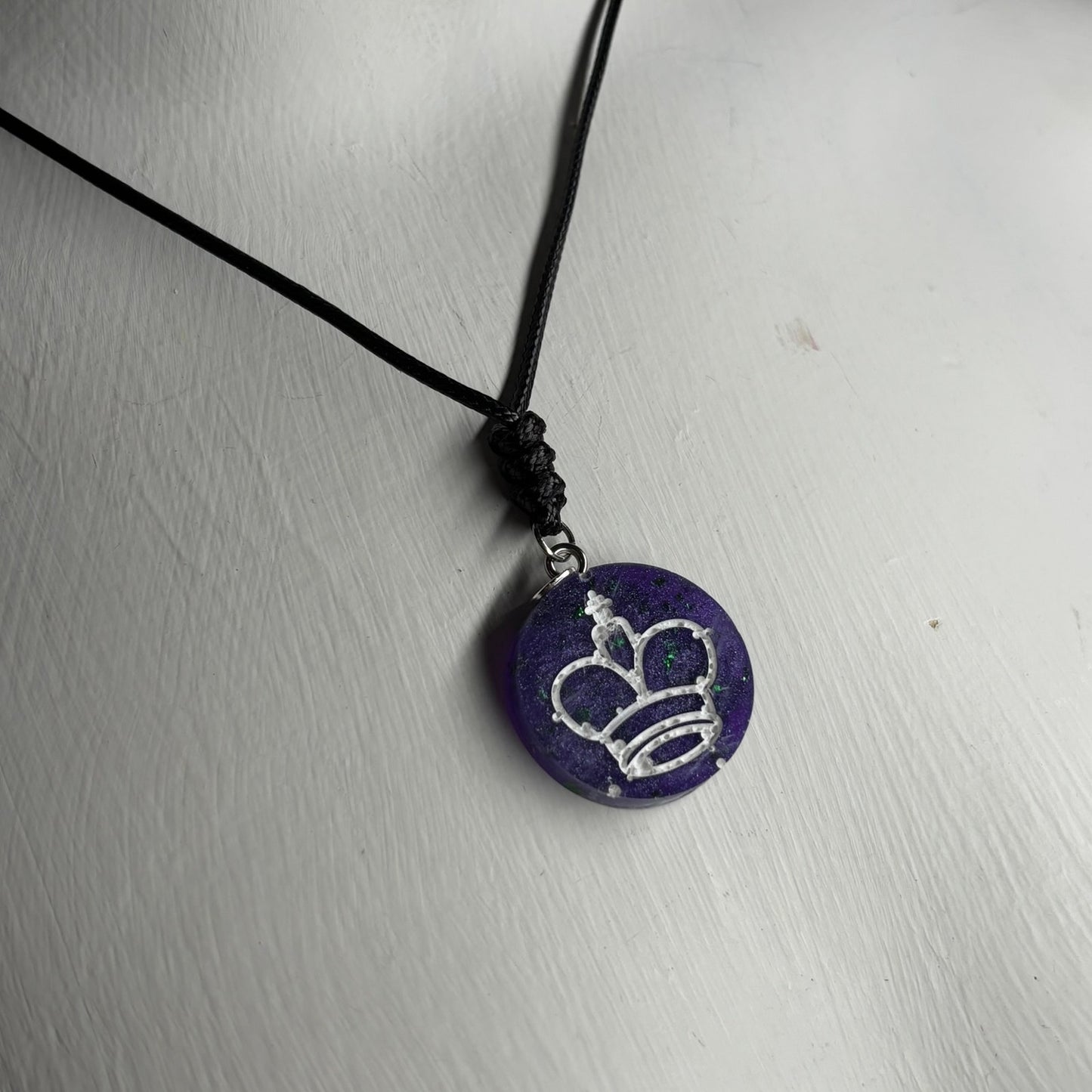 Dark Purple King - Handmade Resin Chess Necklace