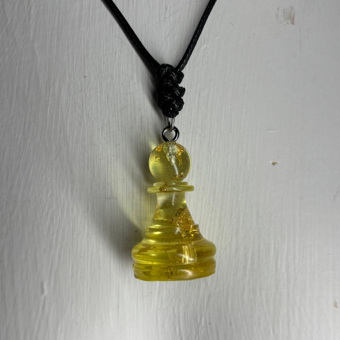 Yellow Crystal Pawn - Handmade Resin Chess Necklace