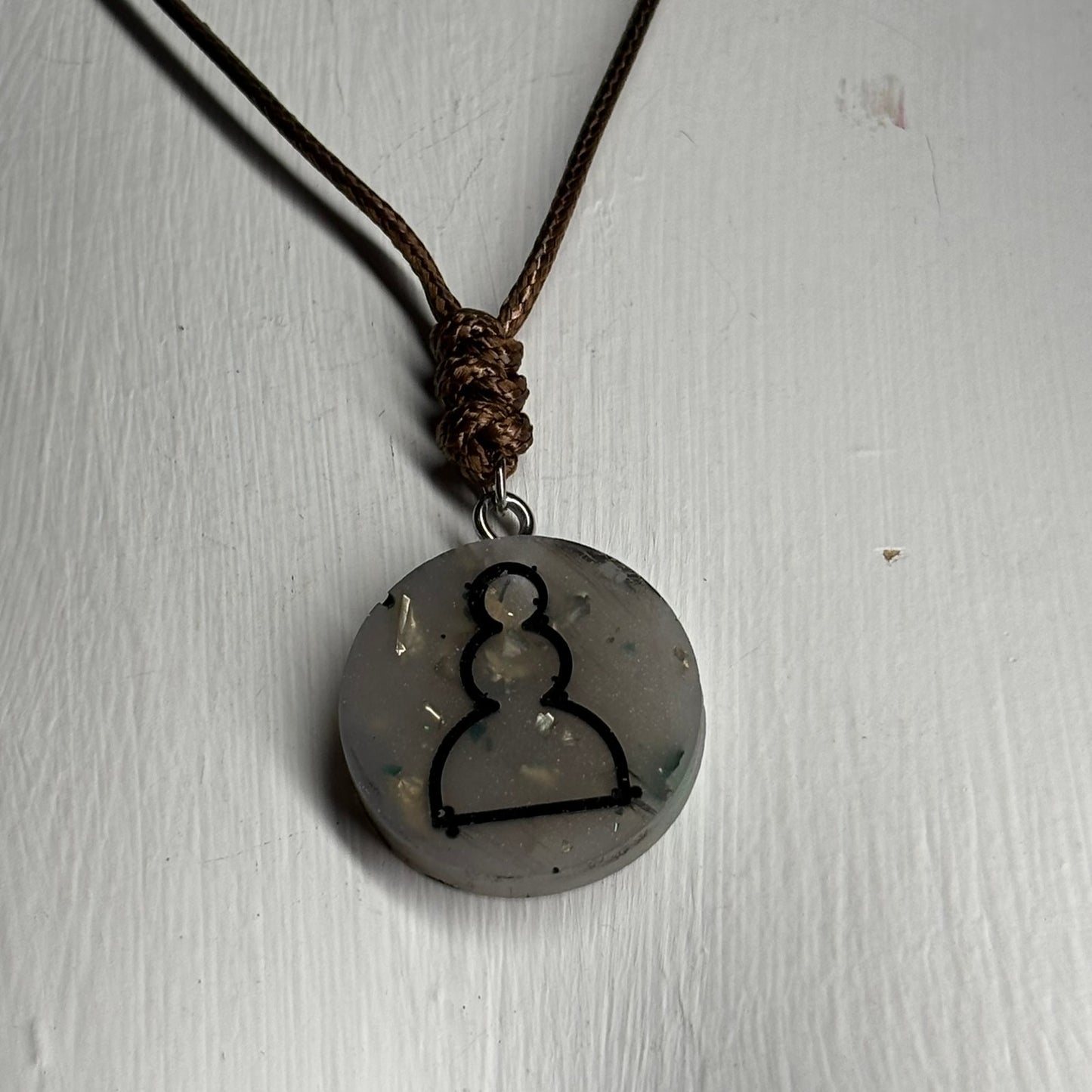 Brown Crystal Pawn - Handmade Resin Chess Necklace