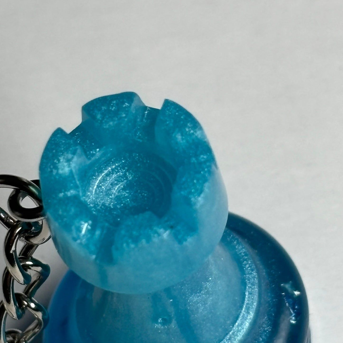Blue Crystal Rook - Handmade Resin Keychain