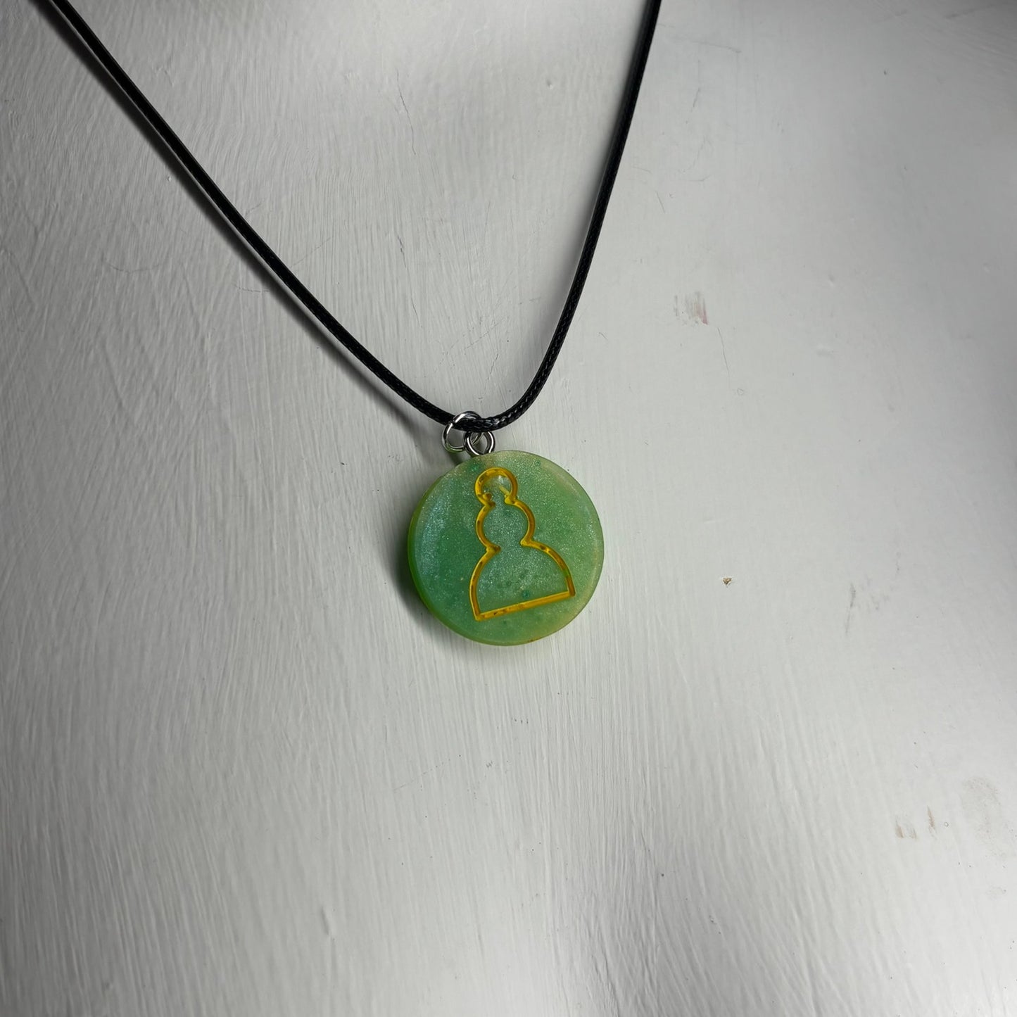 Green Forest Pawn - Handmade Resin Chess Necklace