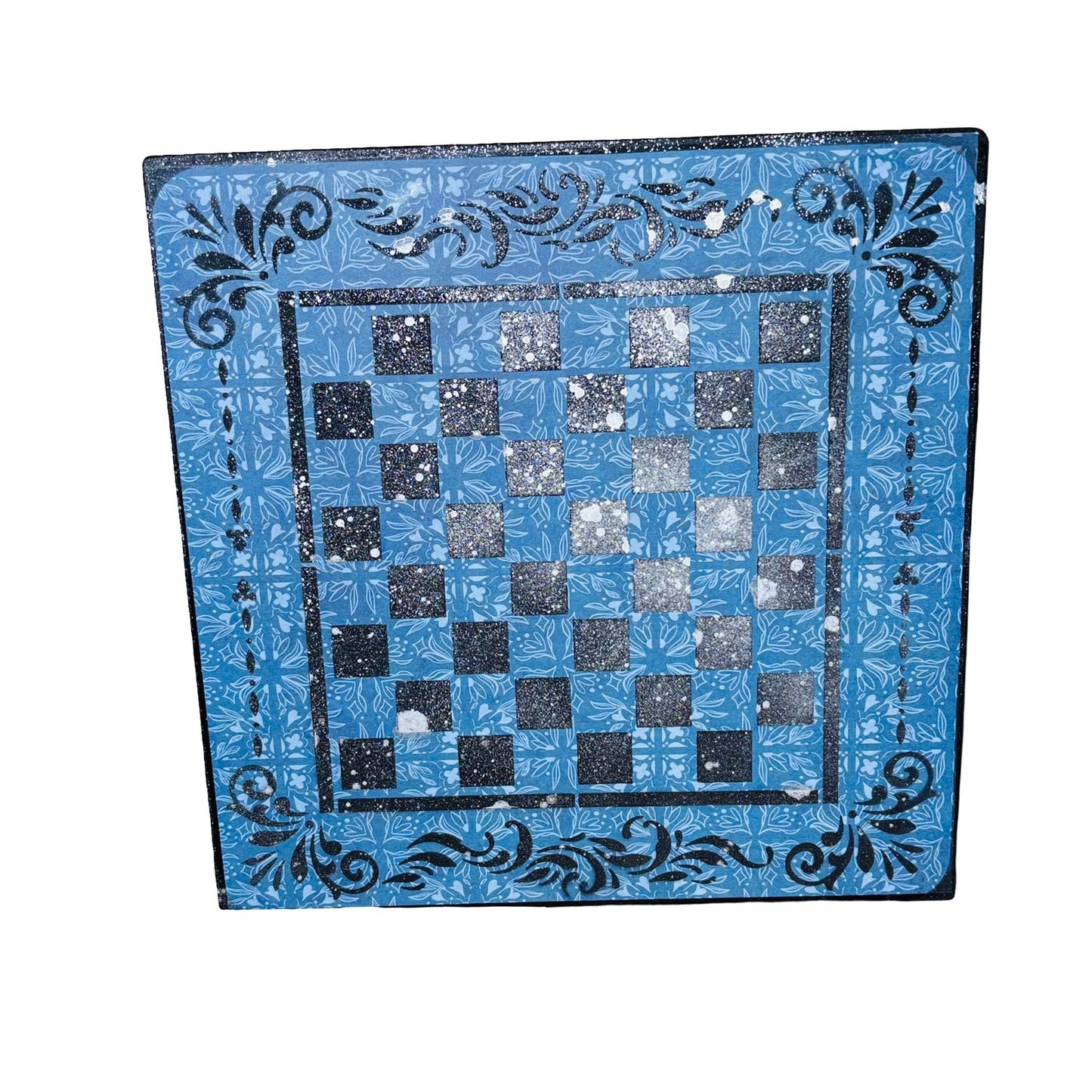 Chrome Speckled Blue Vintage - Scrapbook Chess Board