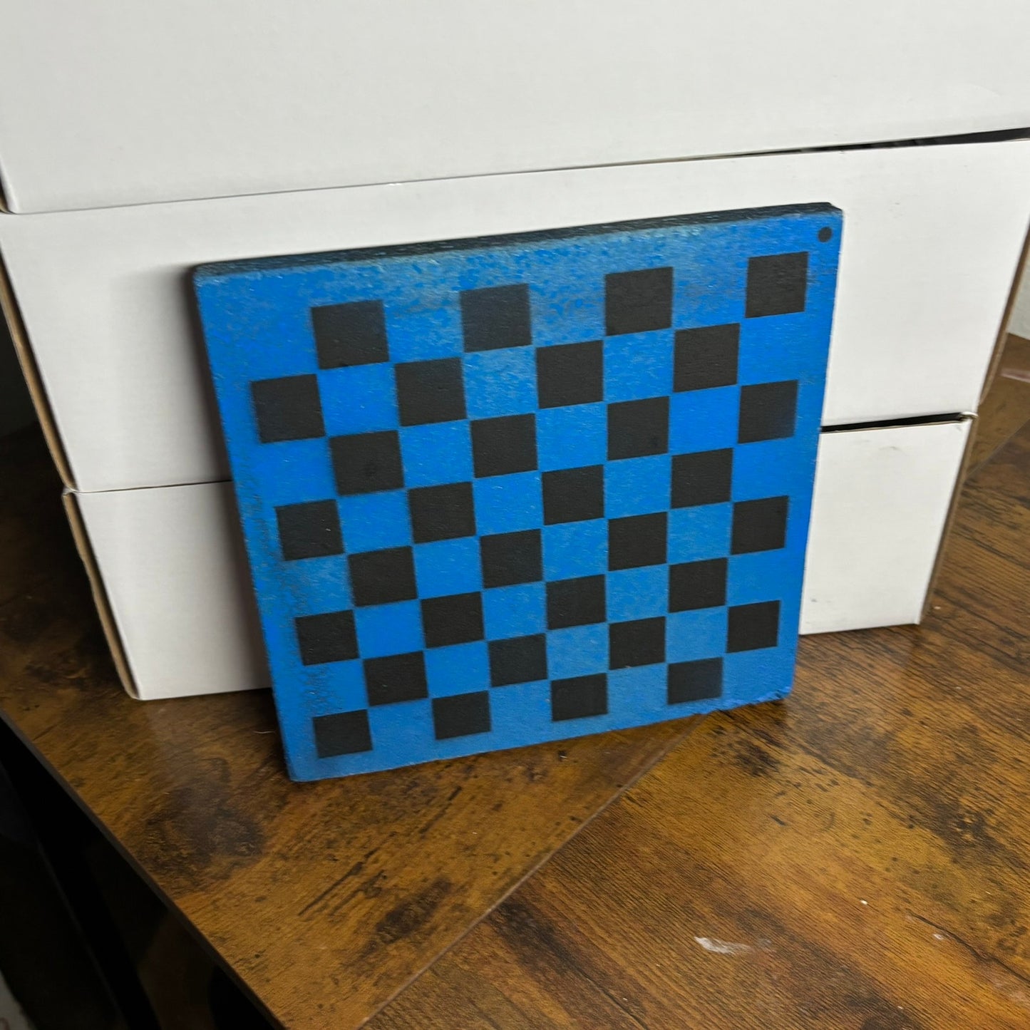 Blue & Black - Painted Double Sided Chess Board