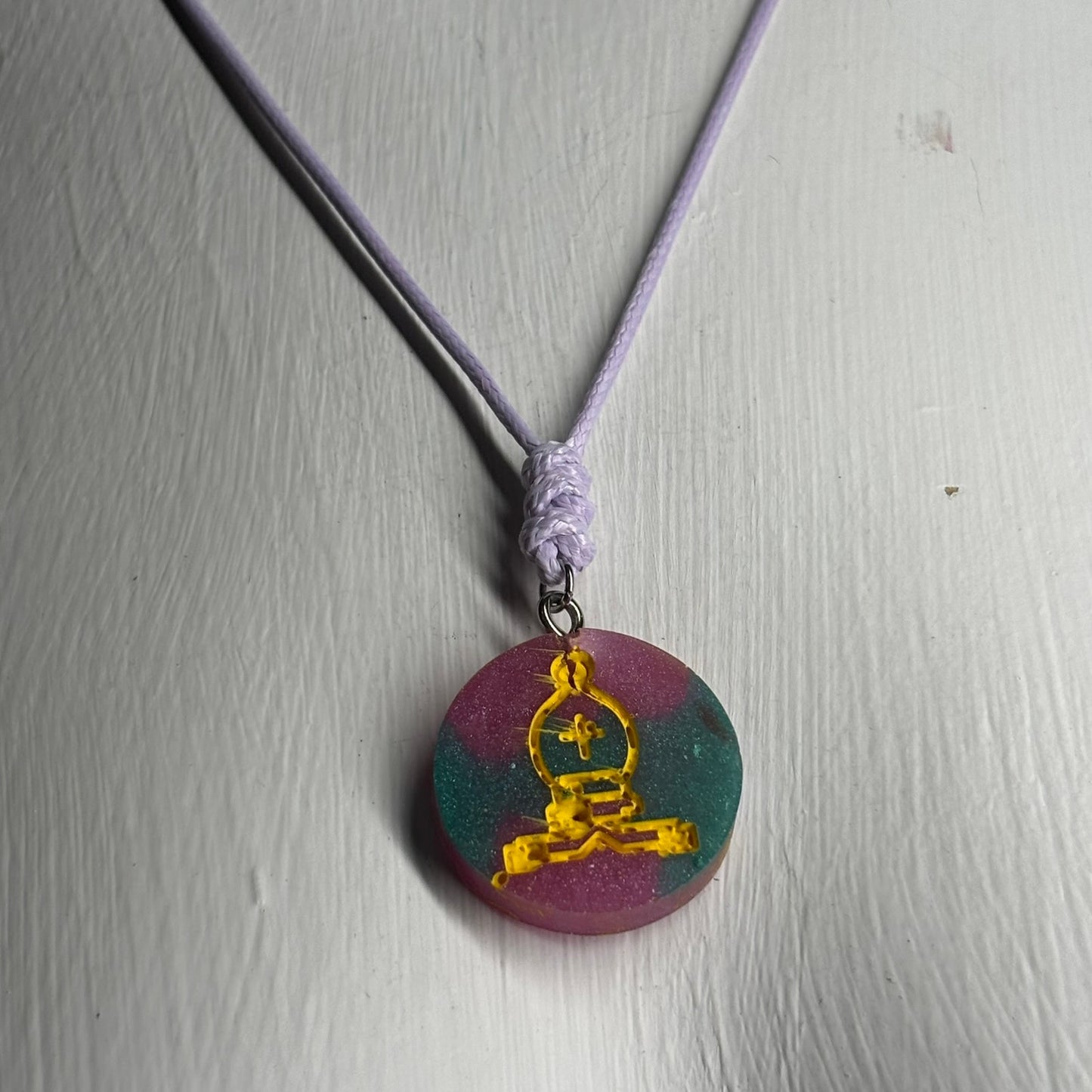 Color Swirl Bishop - Handmade Resin Chess Necklace