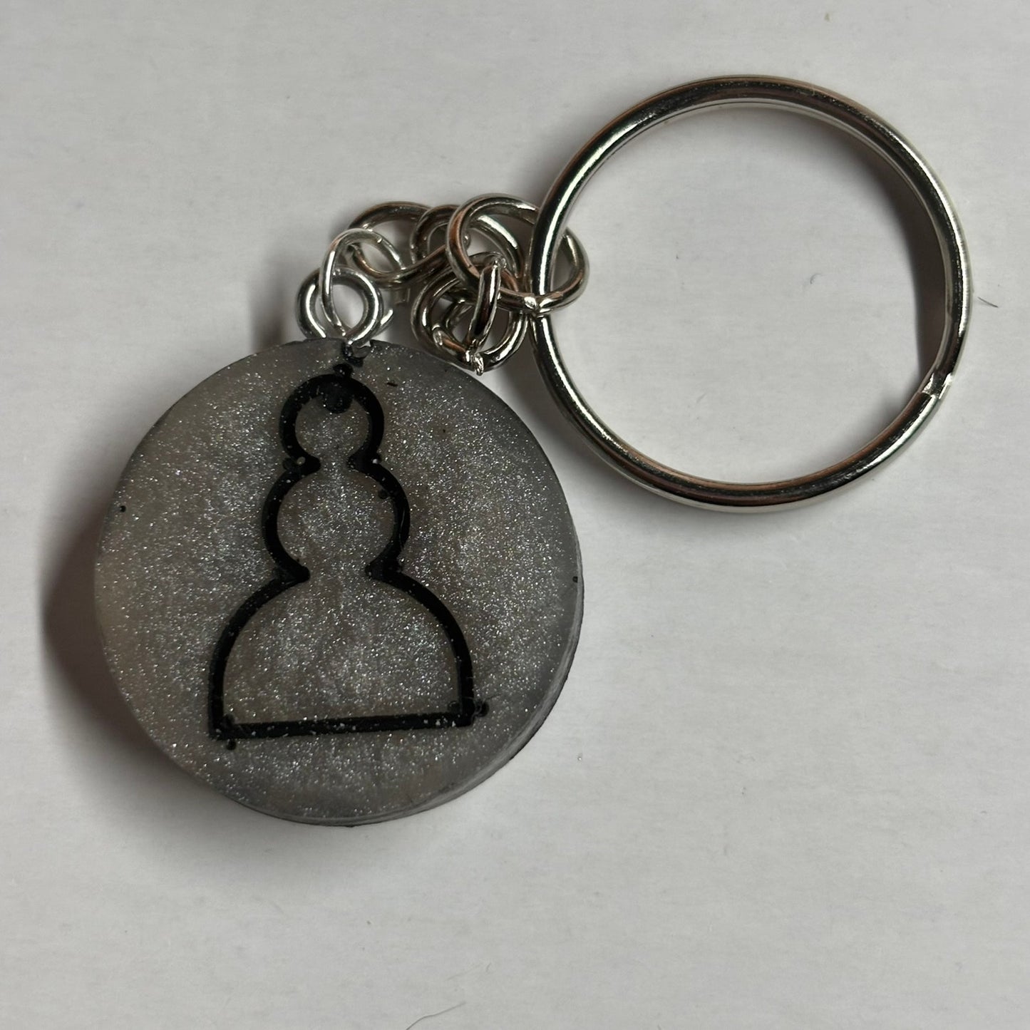 Silver Black Pawn - Handmade Resin Keychain