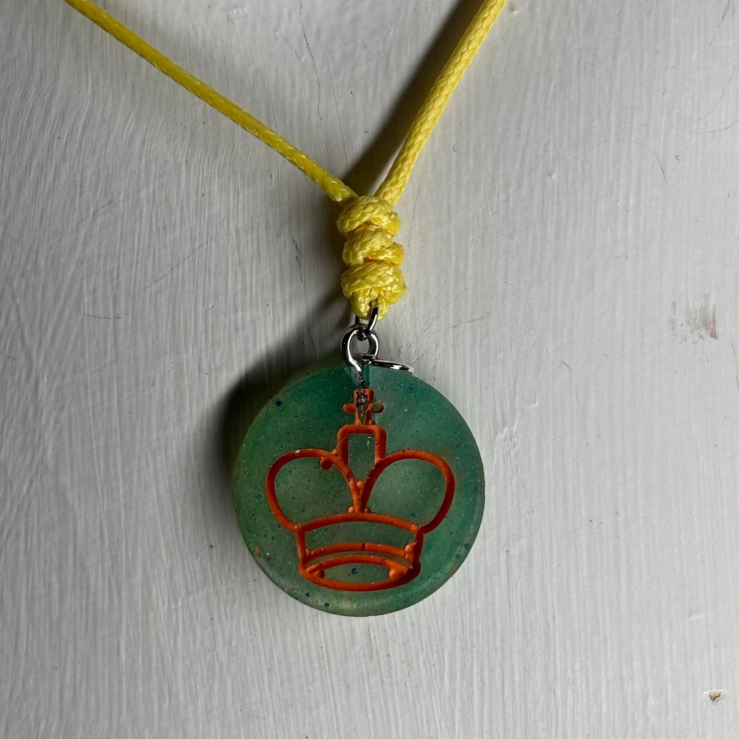 Green Orange King - Handmade Resin Chess Necklace