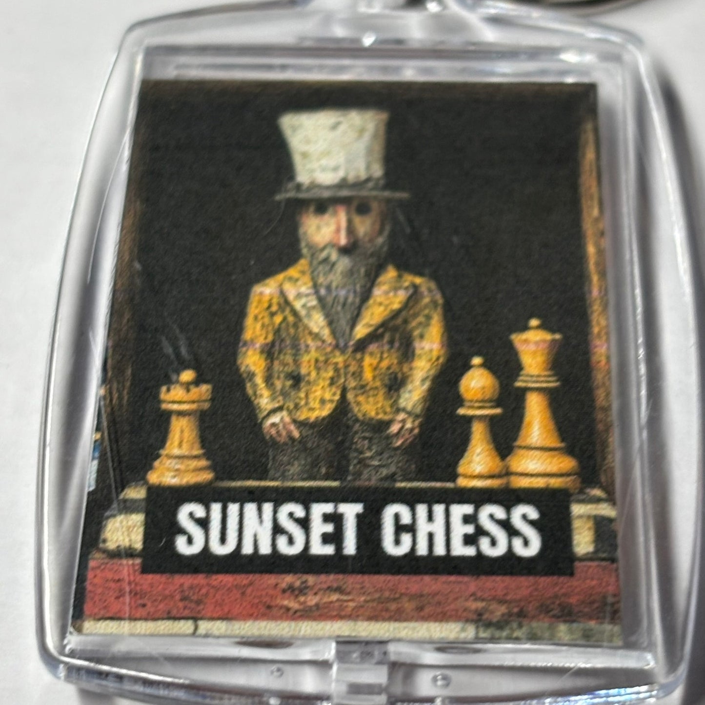 Little Man - Sunset Chess Photo Keychain