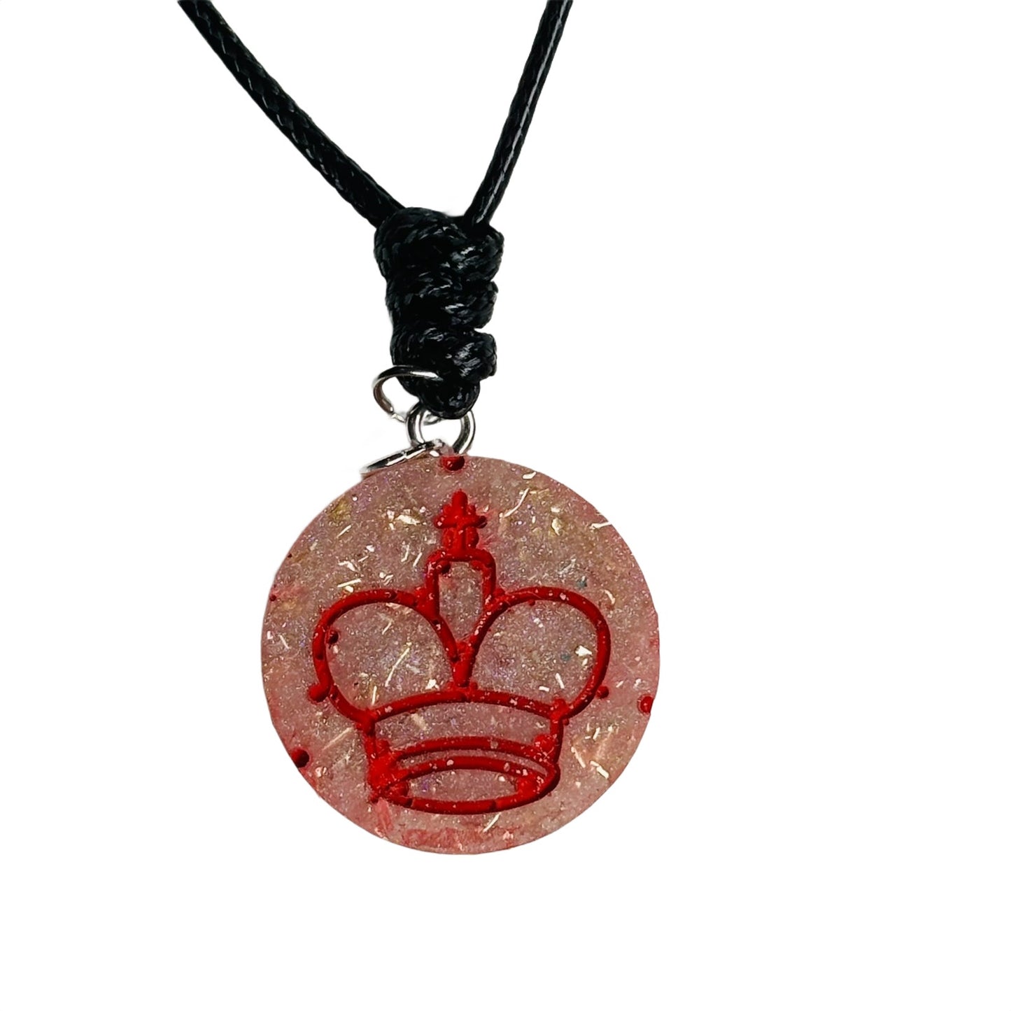 Crystal Red King - Handmade Resin Chess Necklace