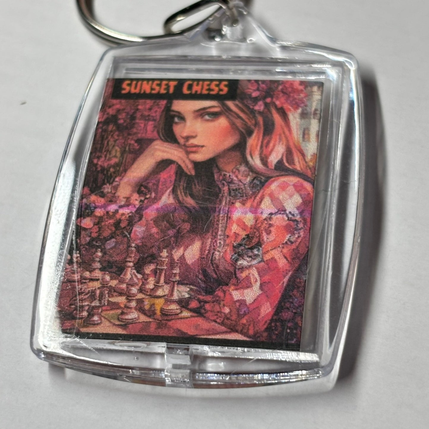 Pink Beauty - Sunset Chess Photo Keychain