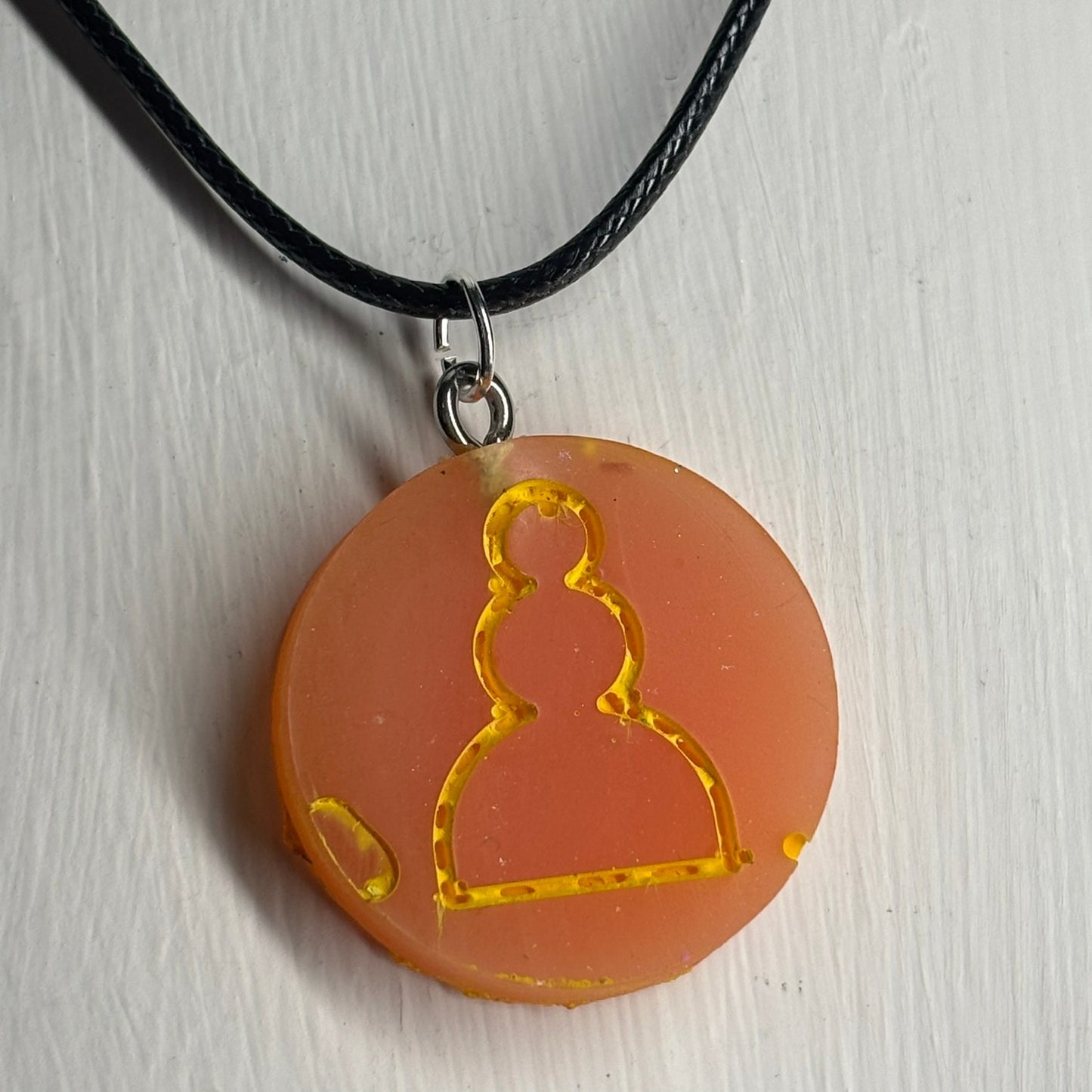 Peach Orange Pawn - Handmade Resin Chess Necklace