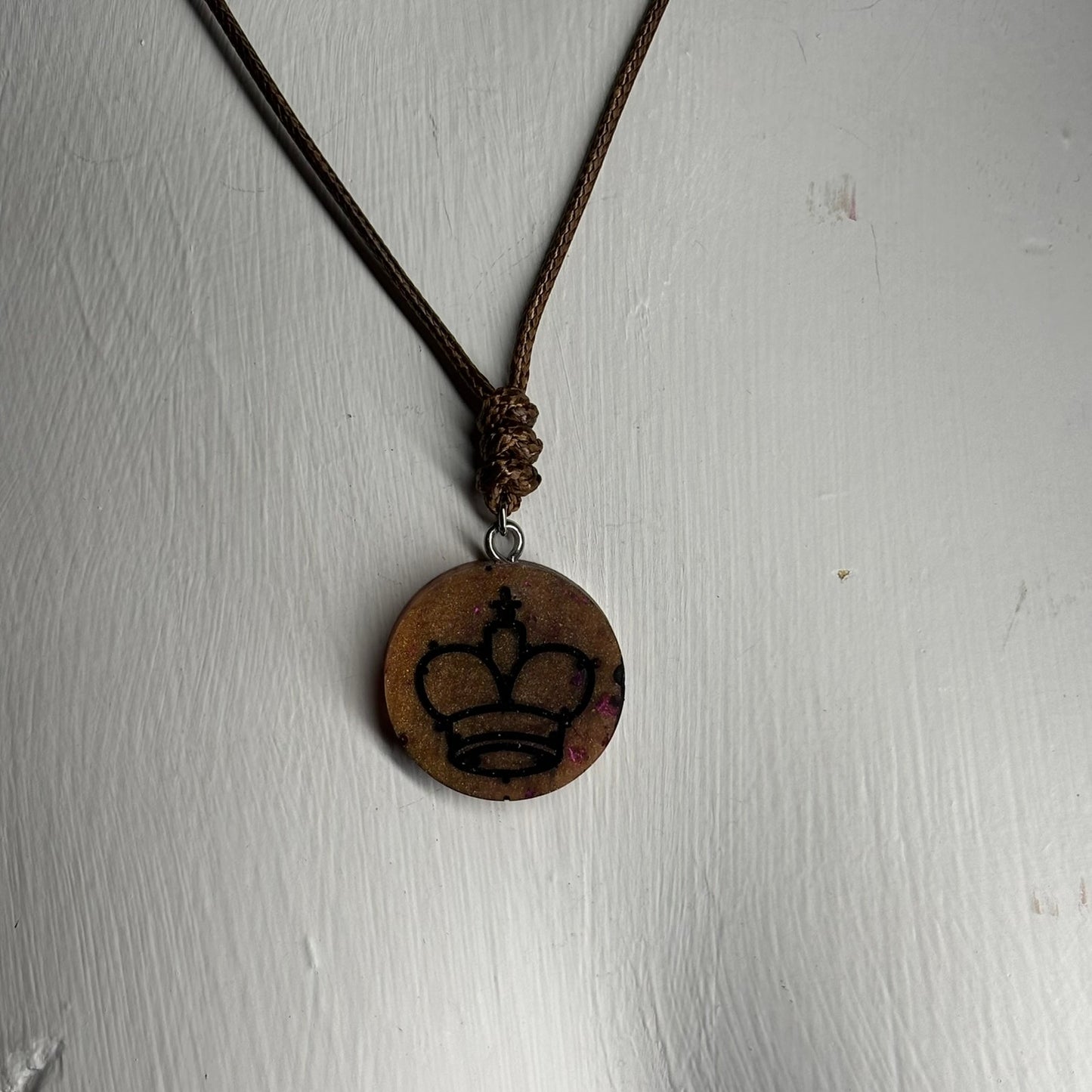Beautiful Brown King - Handmade Resin Chess Necklace