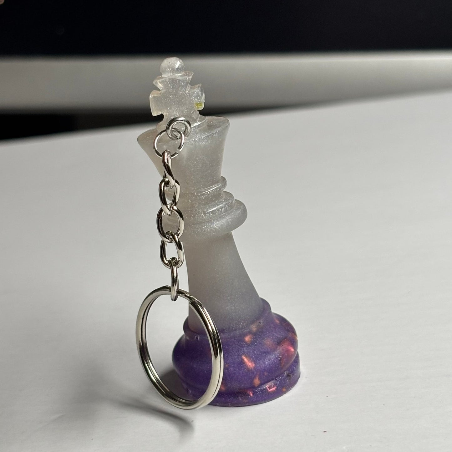 Purple/White King - Handmade Resin Keychain