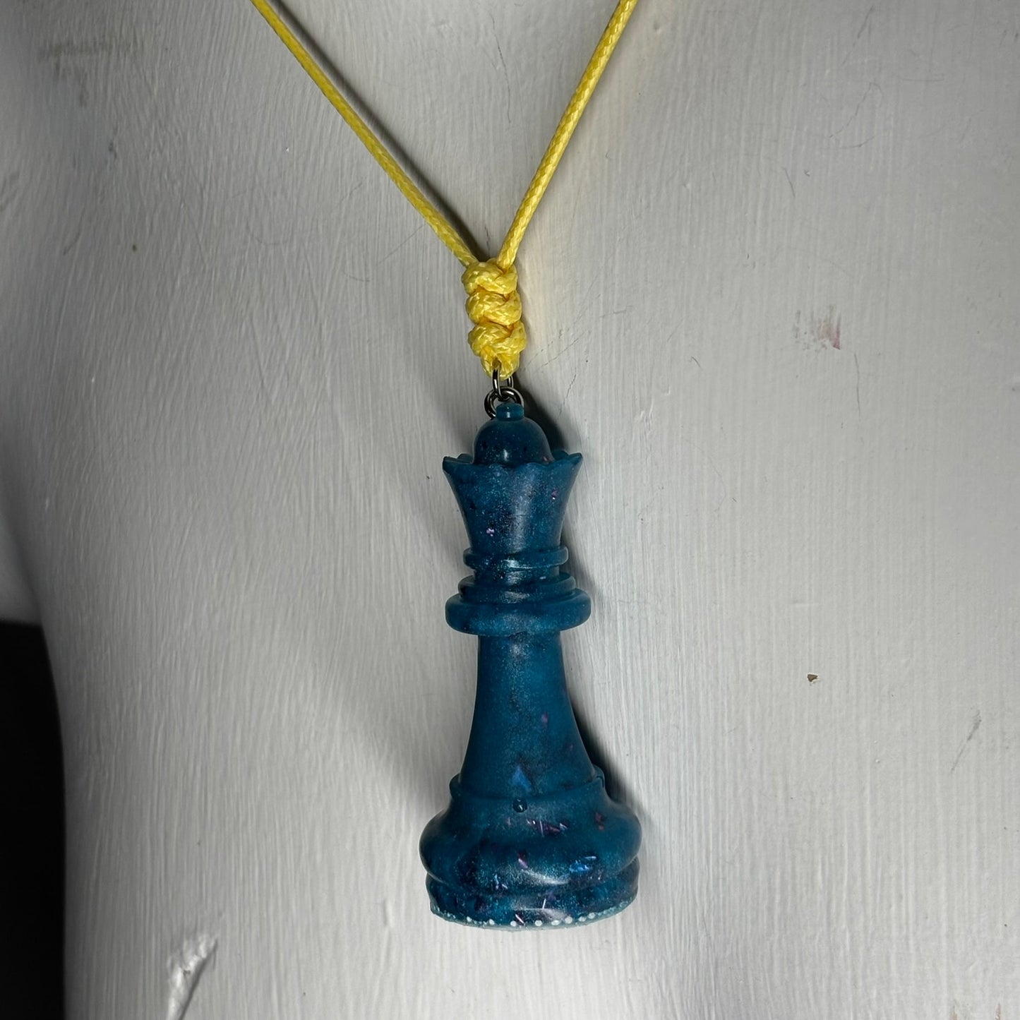 Blue Queen - Handmade Resin Chess Necklace