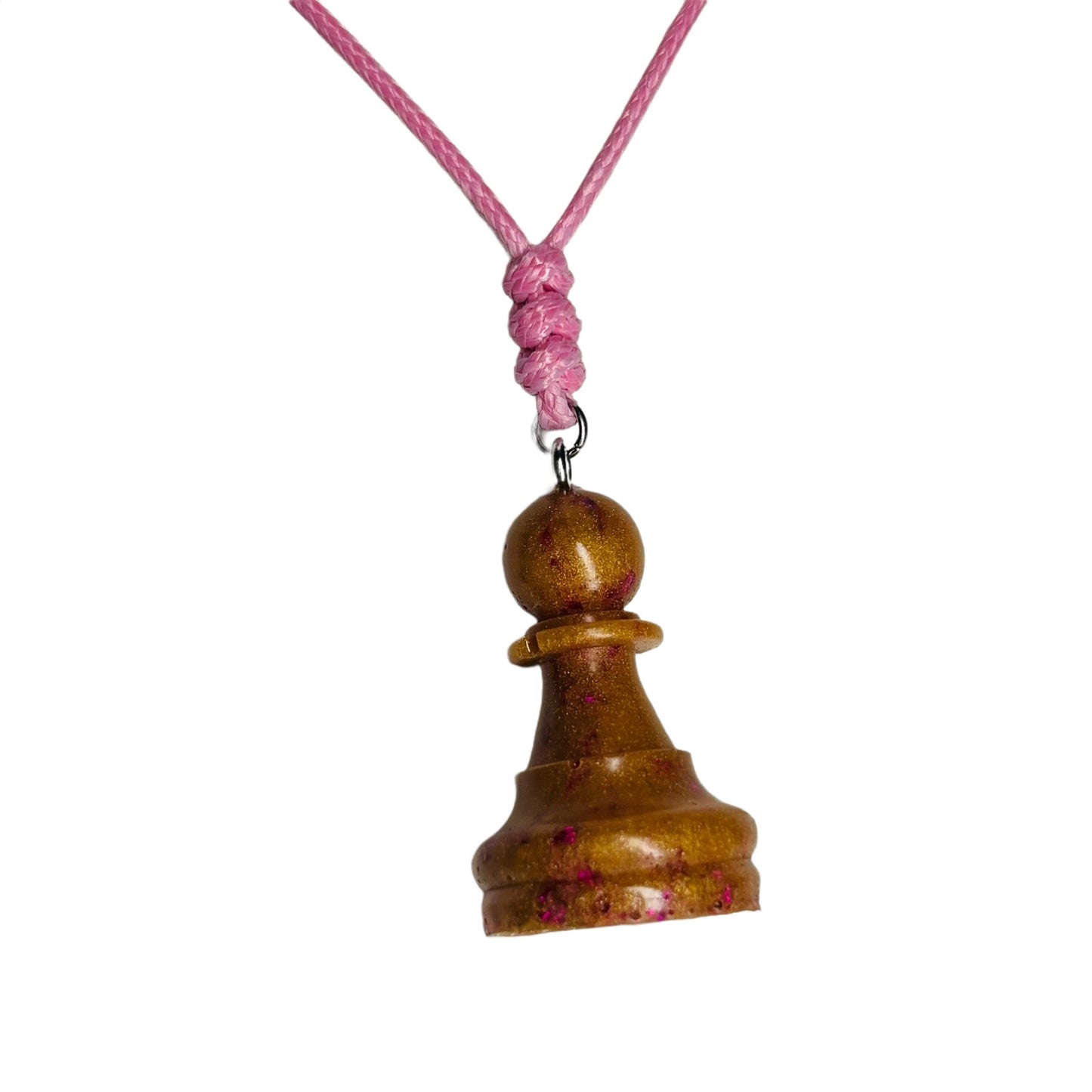 Pink Royal Pawn - Handmade Resin Chess Necklace