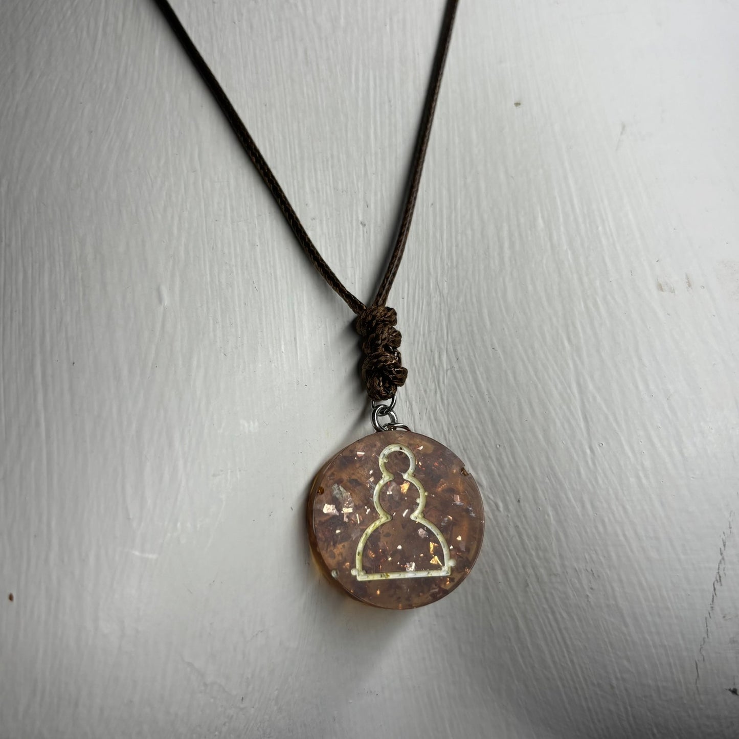 Brown Amber Pawn - Handmade Resin Chess Necklace