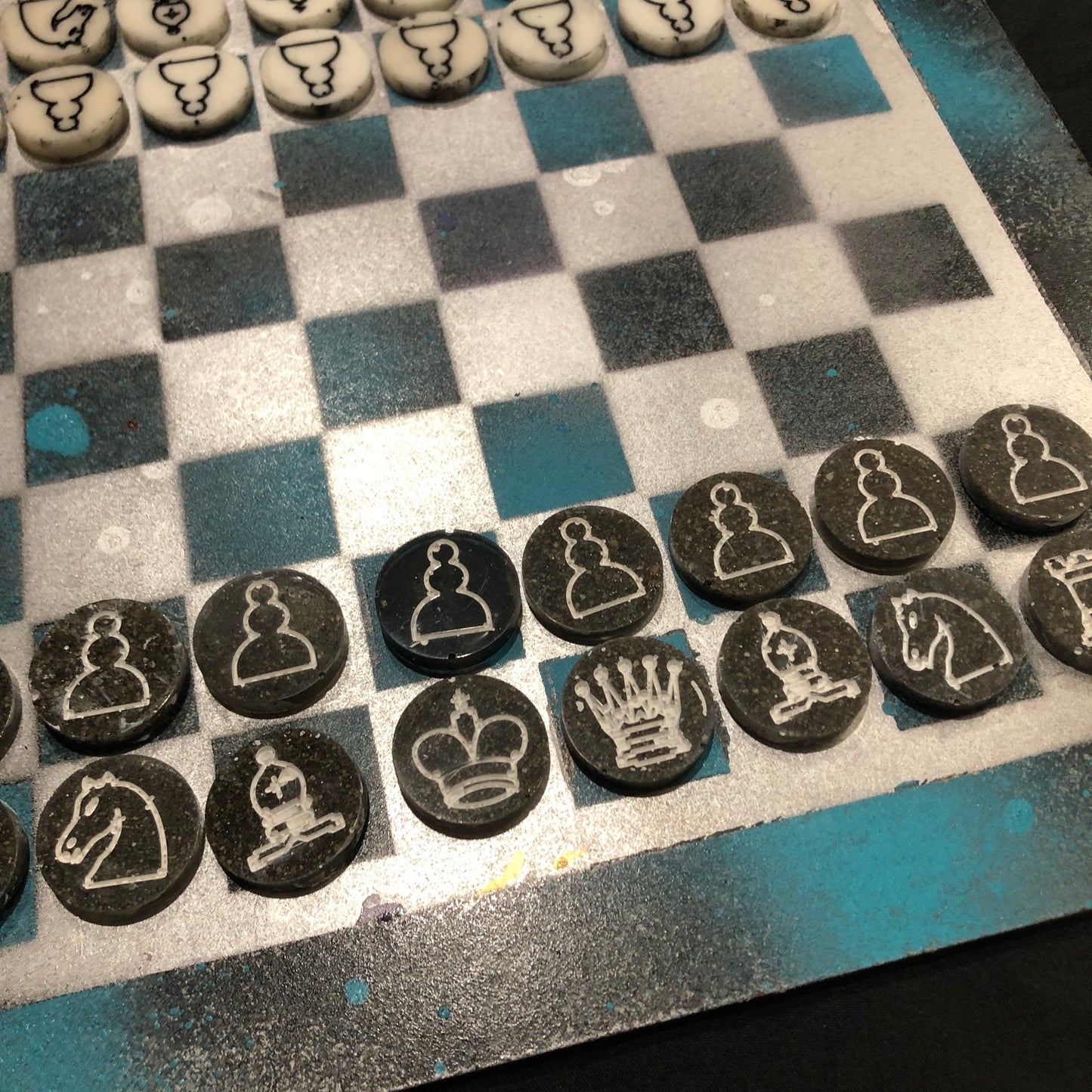 Blue Galaxy - Painted Chess Set